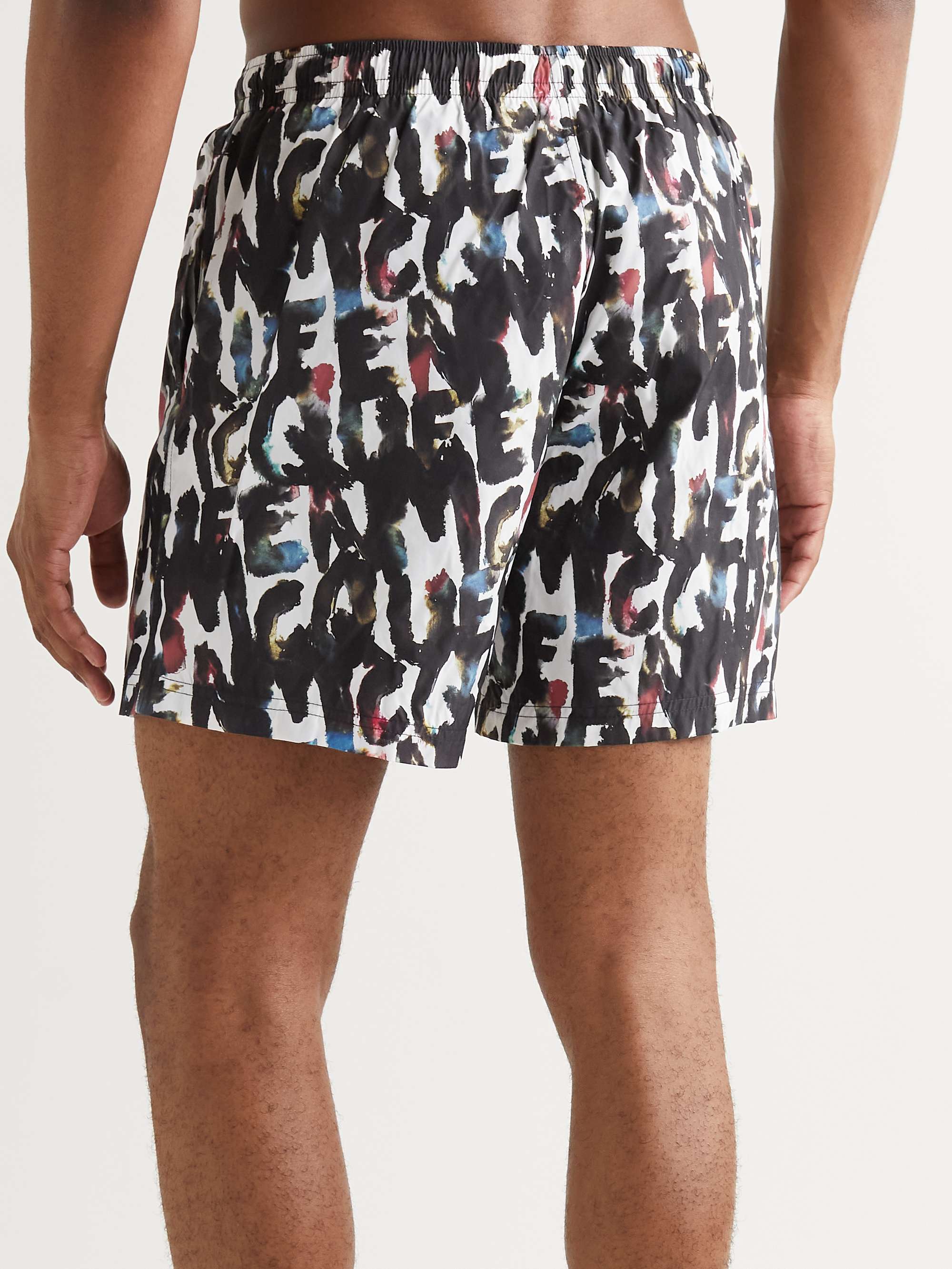 ALEXANDER MCQUEEN Fantasy Straight-Leg Long-Length Logo-Print Swim Shorts