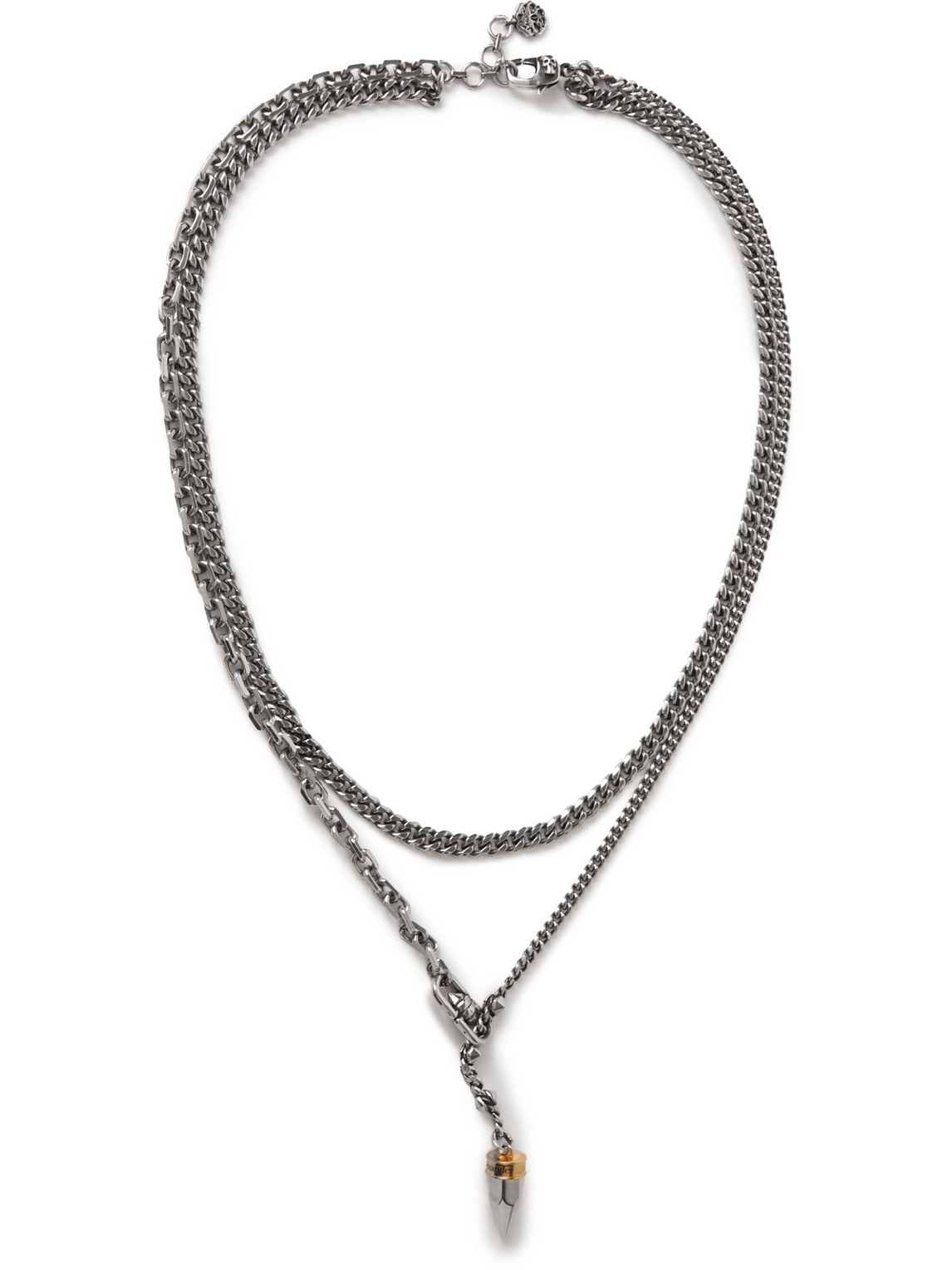 ALEXANDER MCQUEEN BURNISHED SILVER- AND GOLD-TONE PENDANT NECKLACE