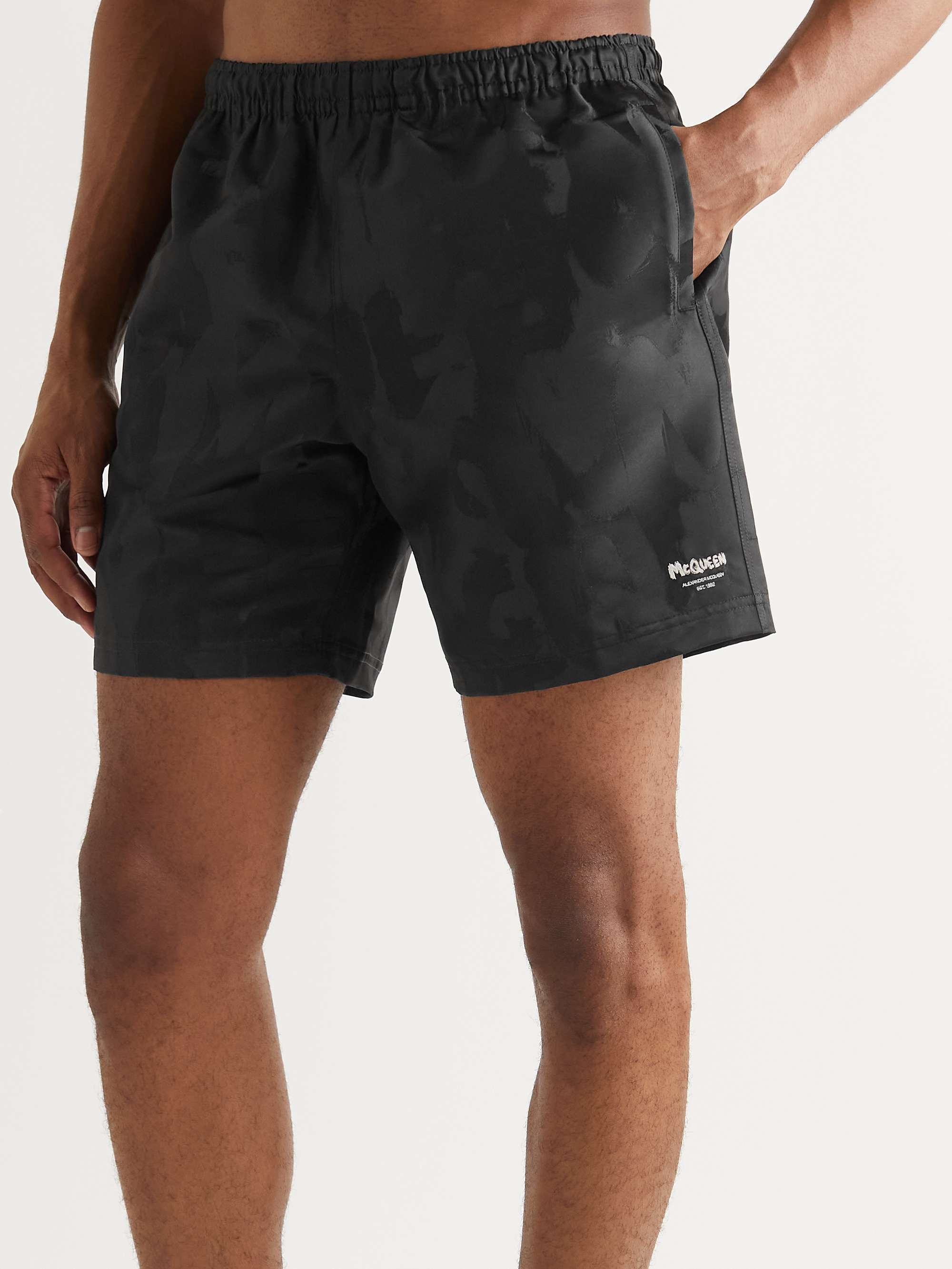 ALEXANDER MCQUEEN Straight-Leg Long-Length Logo-Print Swim Shorts