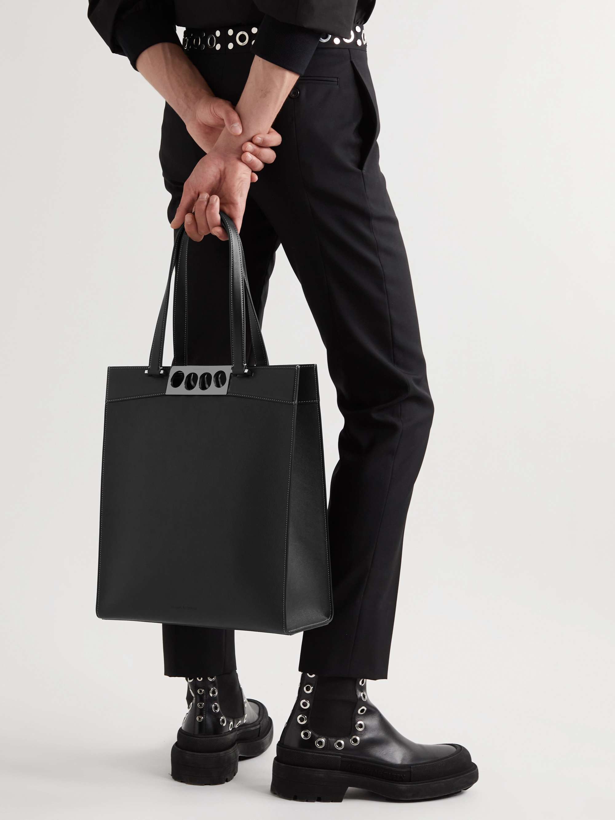 Saint Laurent - Men - logo-print Leather-trimmed ECONYL Tote Bag Black