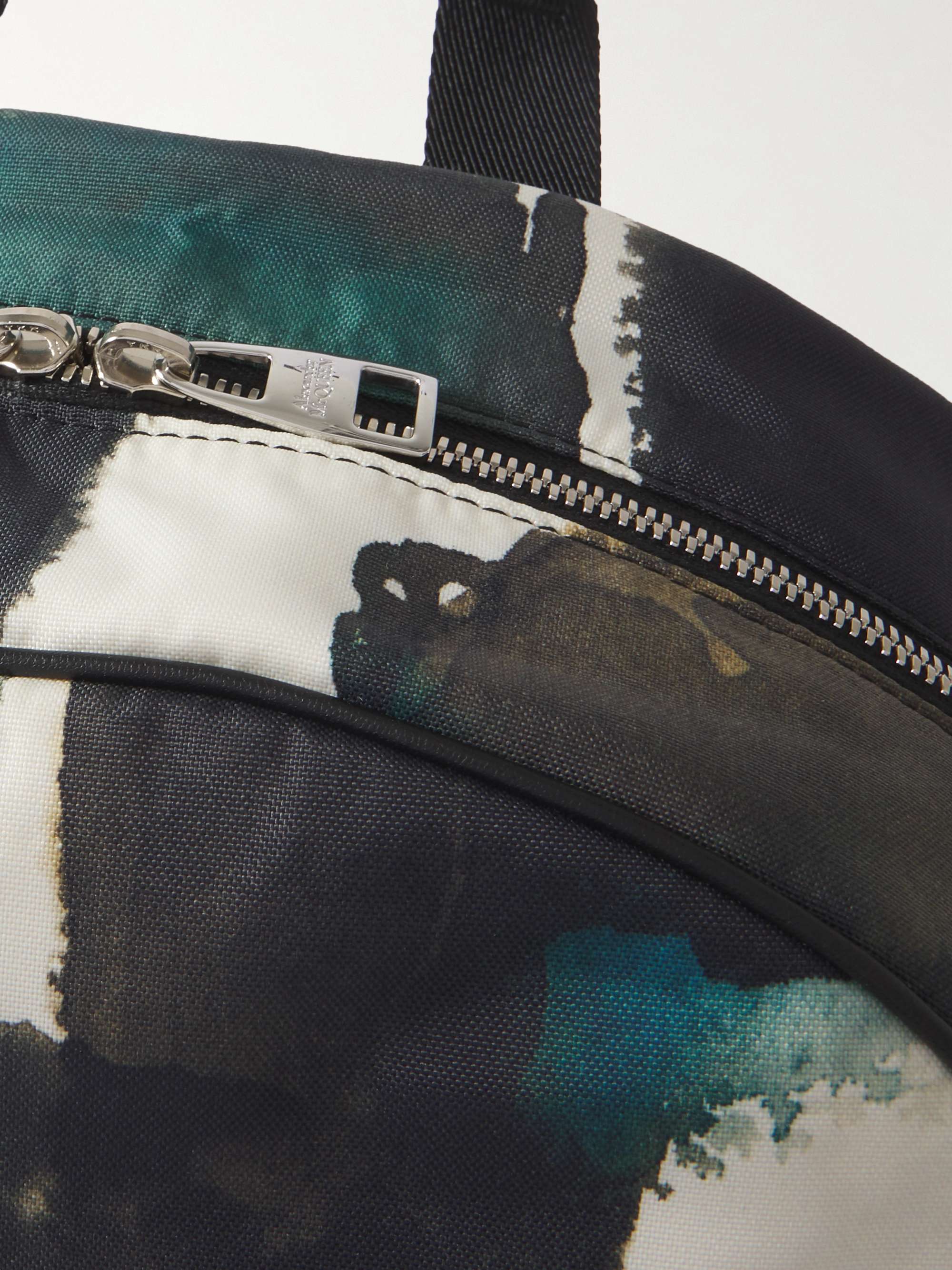 ALEXANDER MCQUEEN Harness Printed Faux Leather-Trimmed Canvas Backpack