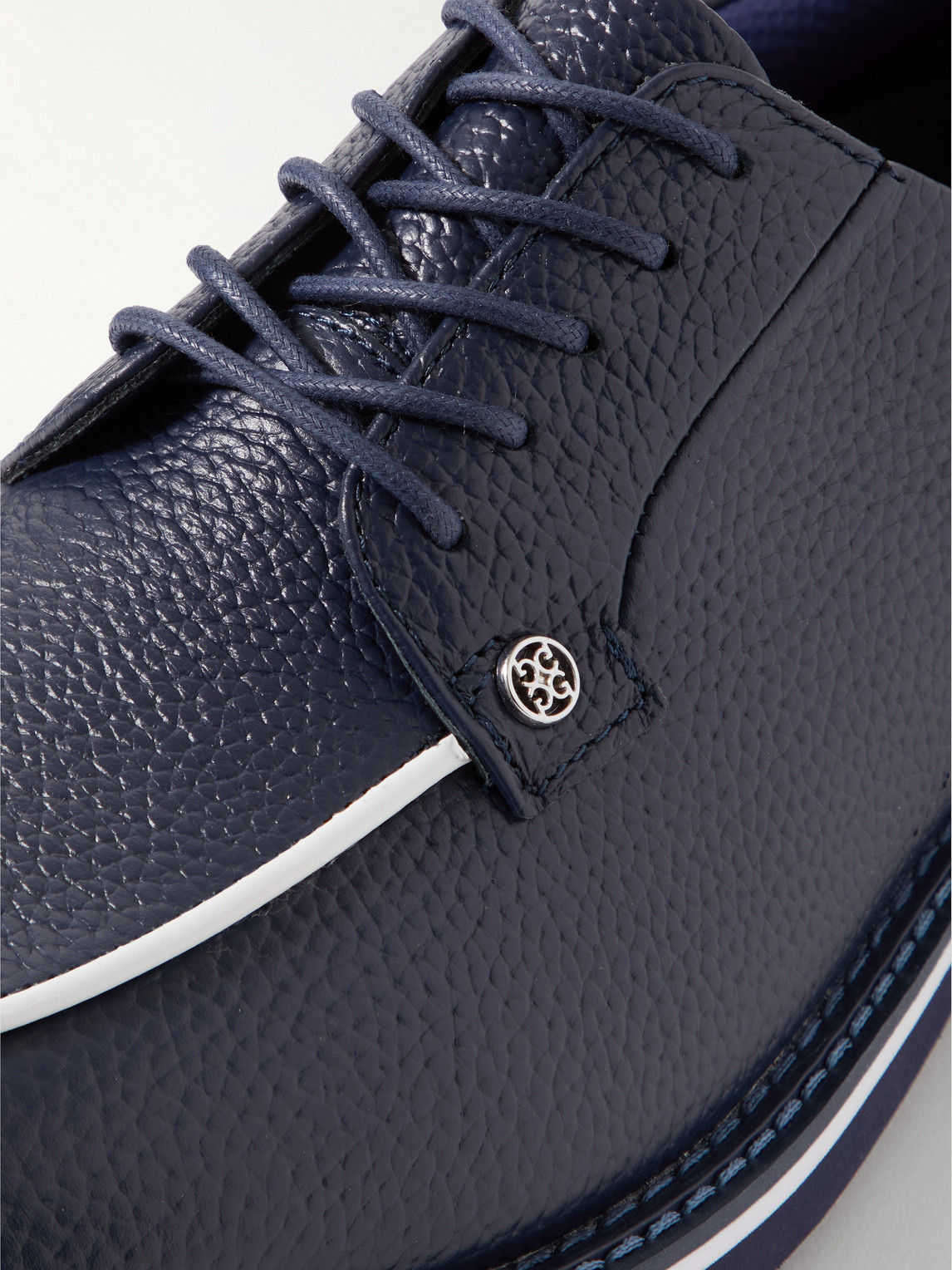 Shop G/fore Gallivanter Apron-toe Pebble-grain Leather Golf Shoes In Blue