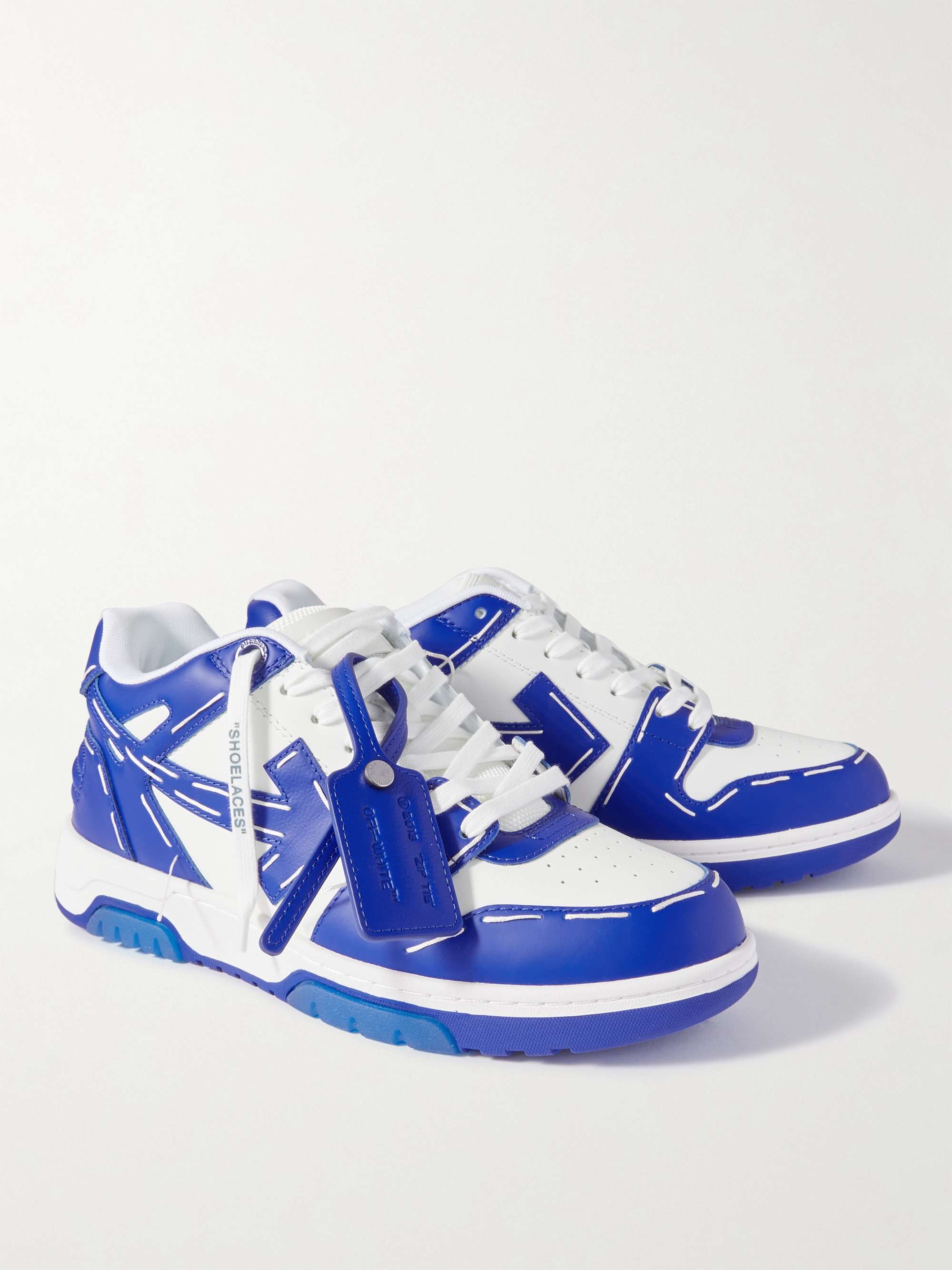 OFF-WHITE Out of Office Topstitched Leather Sneakers