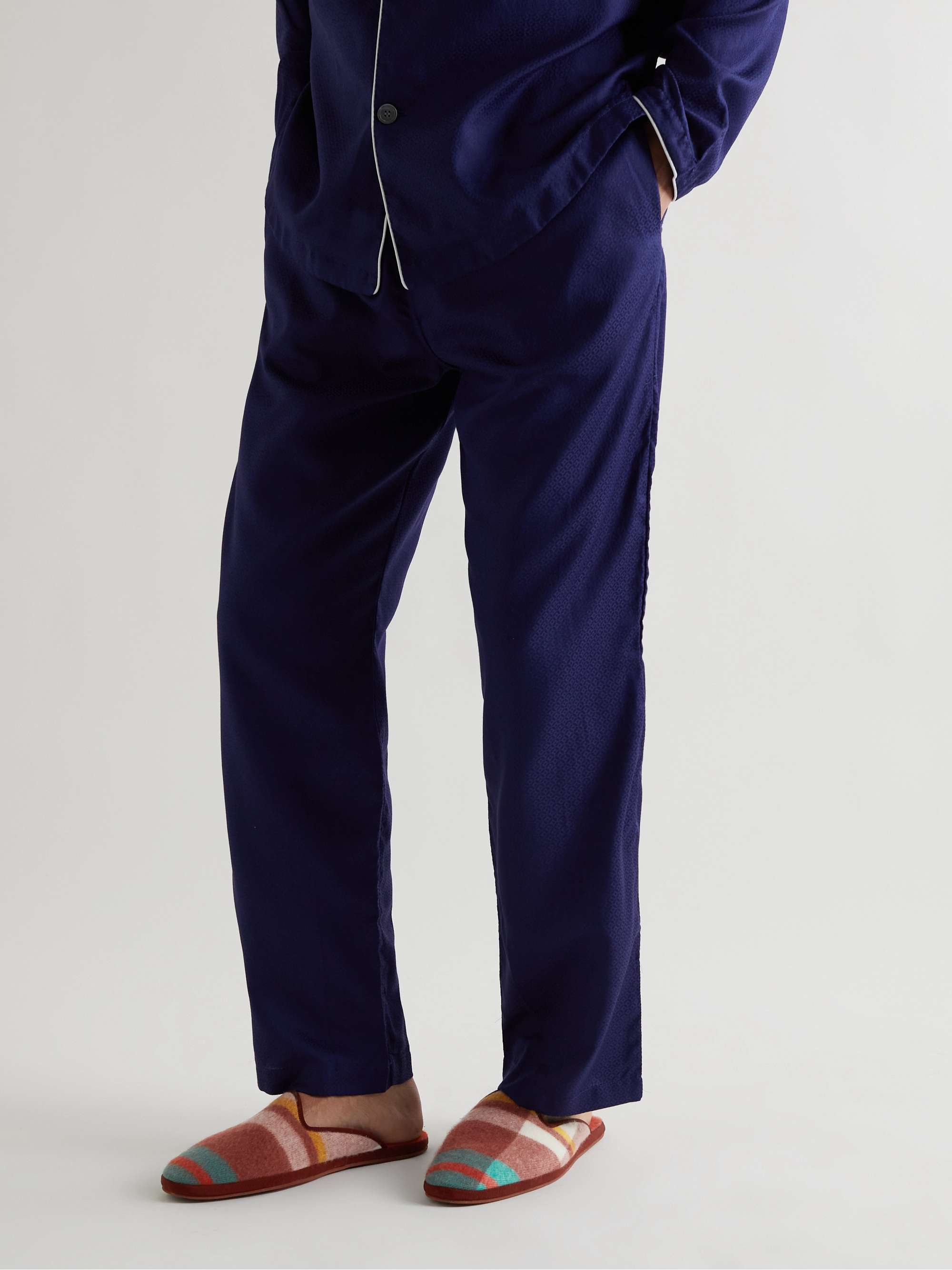 LORO PIANA Open Venice Checked Cashmere Slippers