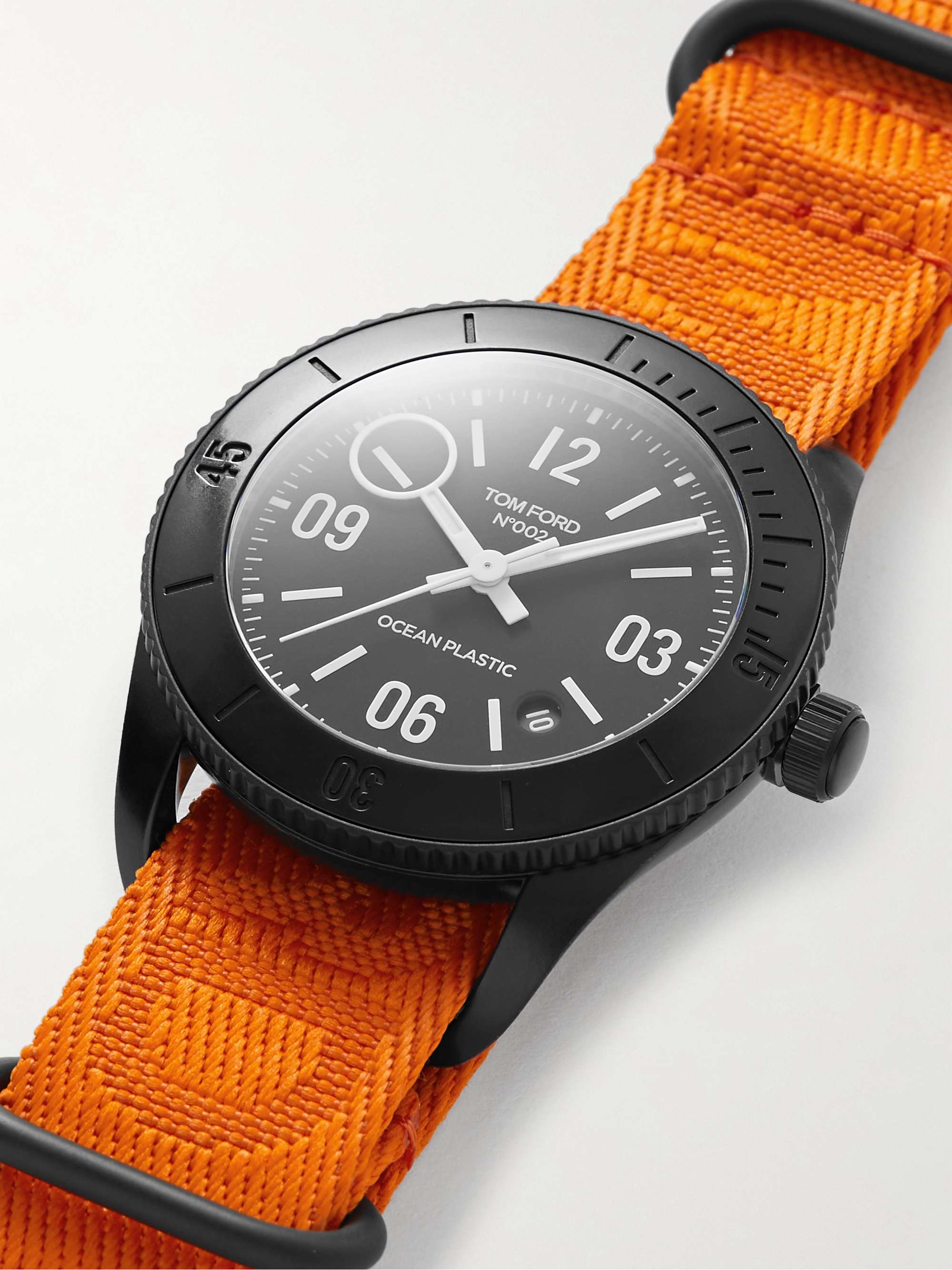 TOM FORD TIMEPIECES 002 43mm Stainless Steel and Recycled-Canvas Jacquard Watch