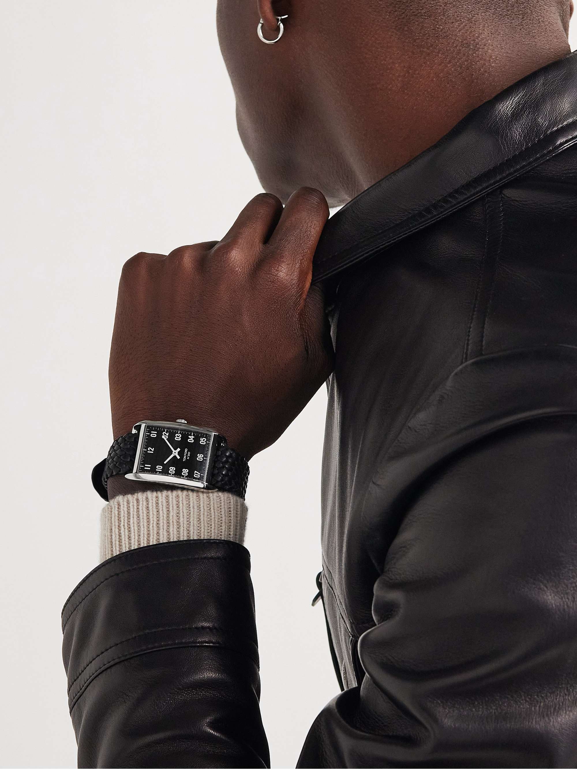 TOM FORD TIMEPIECES 001 30mm Stainless Steel and Braided Leather Watch