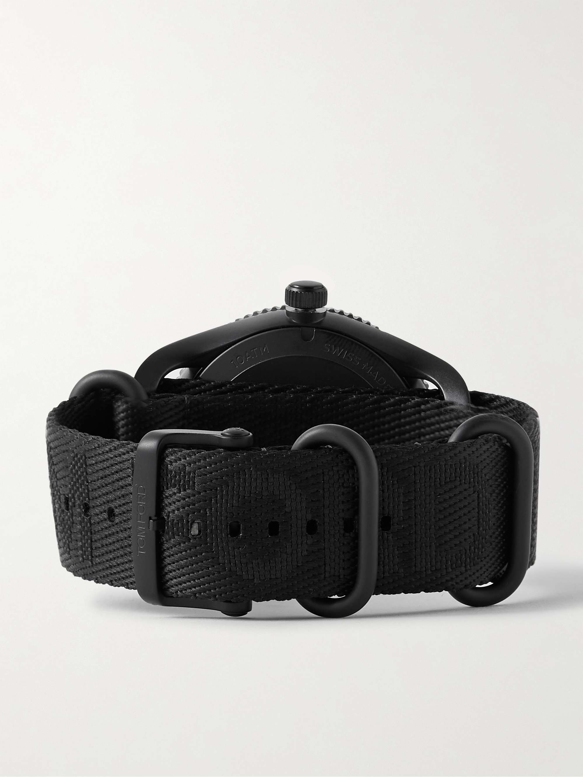 TOM FORD TIMEPIECES 002 43mm Stainless Steel and Recycled-Canvas Jacquard Watch