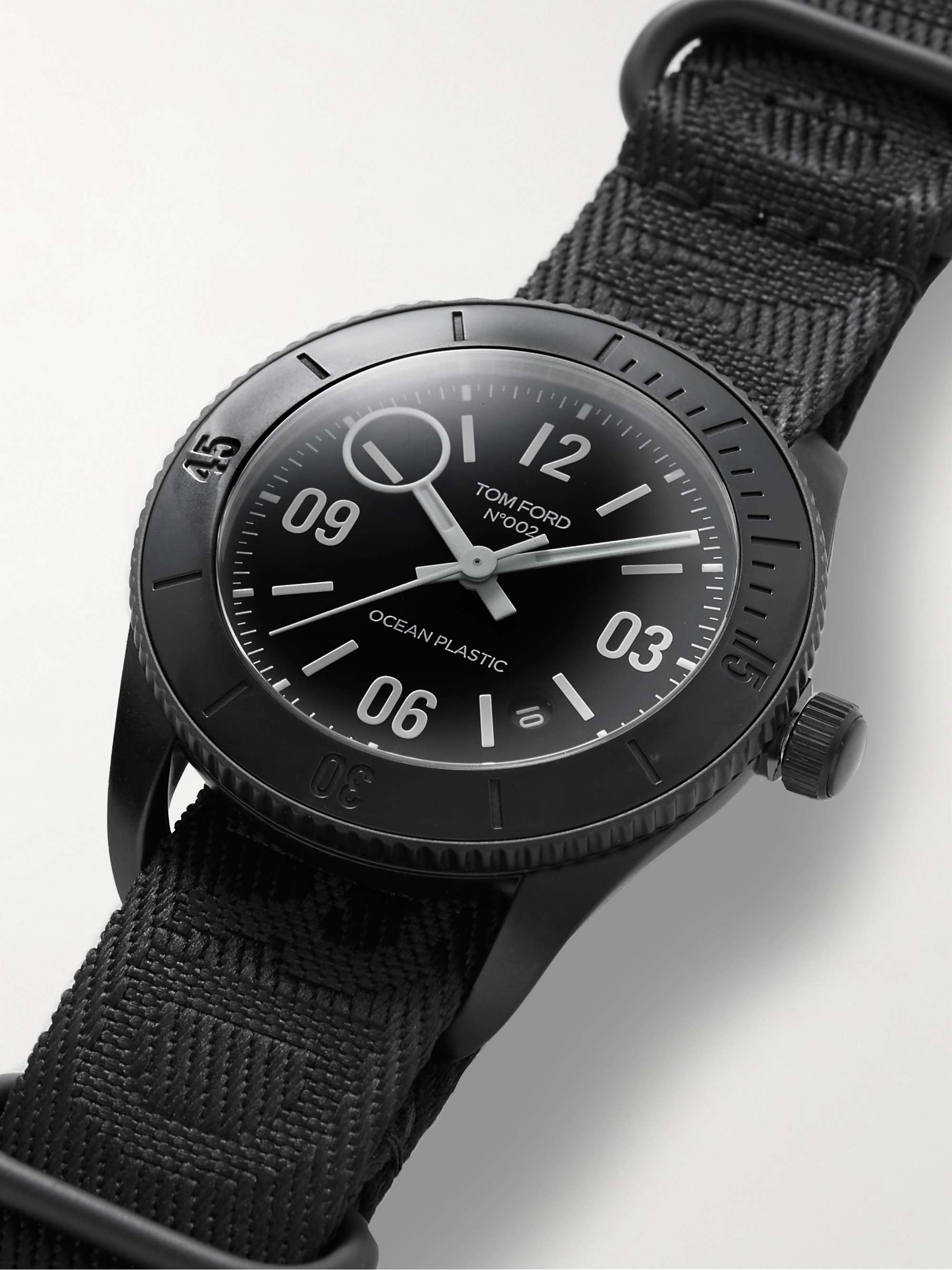 TOM FORD TIMEPIECES 002 43mm Stainless Steel and Recycled-Canvas Jacquard Watch