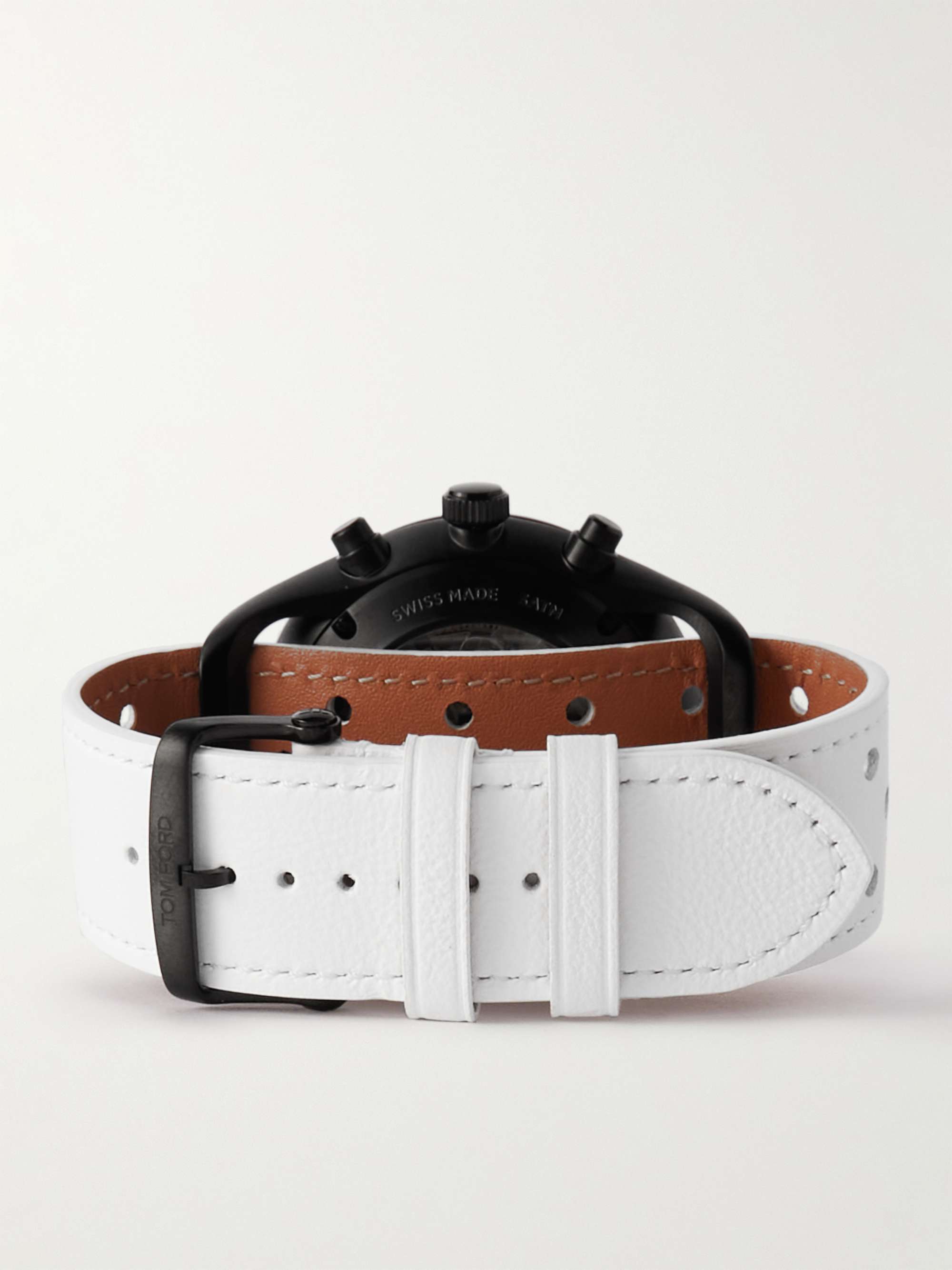TOM FORD TIMEPIECES 002 Limited Edition Automatic 43.5mm Titanium and Perforated Leather Watch