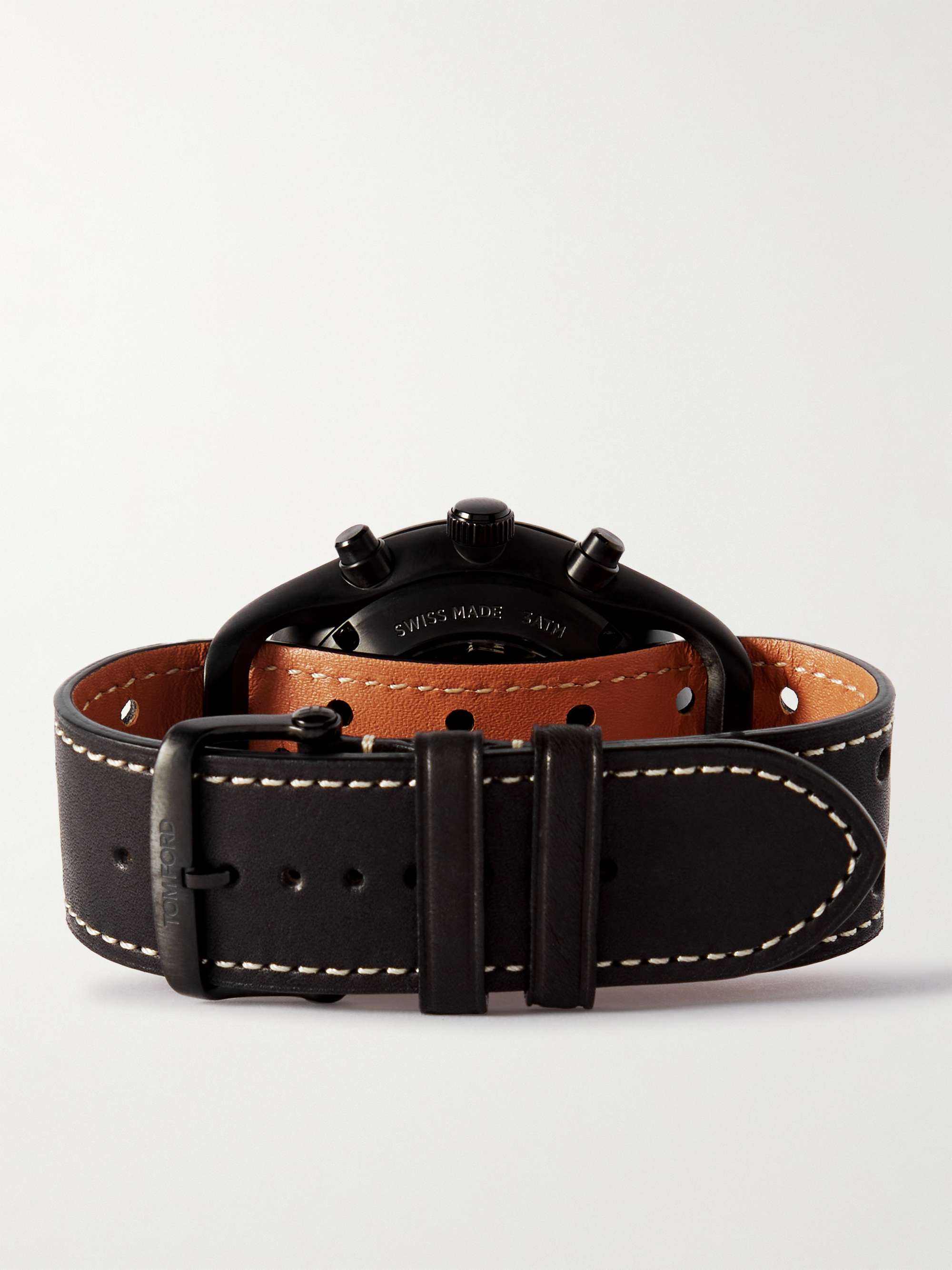 TOM FORD TIMEPIECES 002 Limited Edition Automatic 43.5mm Titanium and Perforated Leather Watch