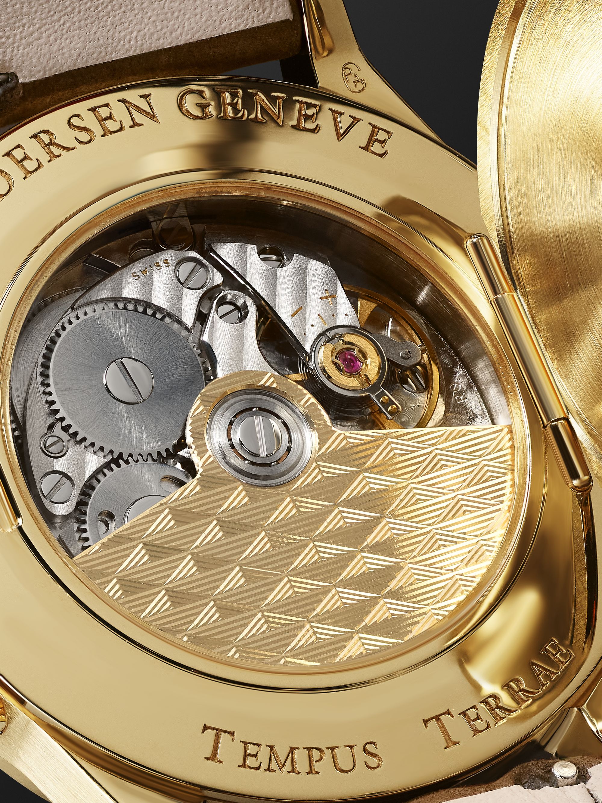 ANDERSEN GENEVE Tempus Terrae Limited Edition Automatic 39mm 18-Karat Gold and Suede Watch