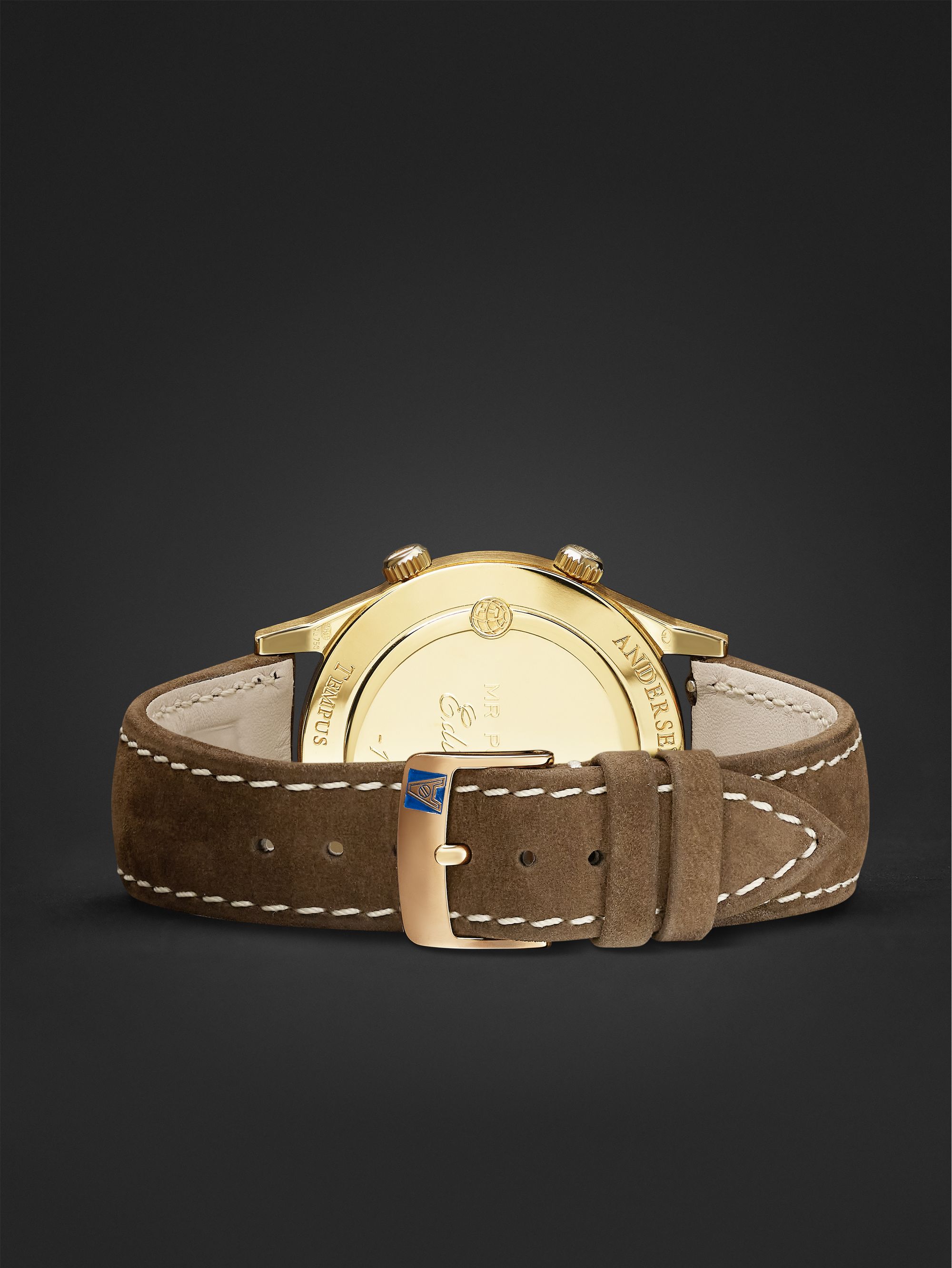 ANDERSEN GENEVE Tempus Terrae Limited Edition Automatic 39mm 18-Karat Gold and Suede Watch