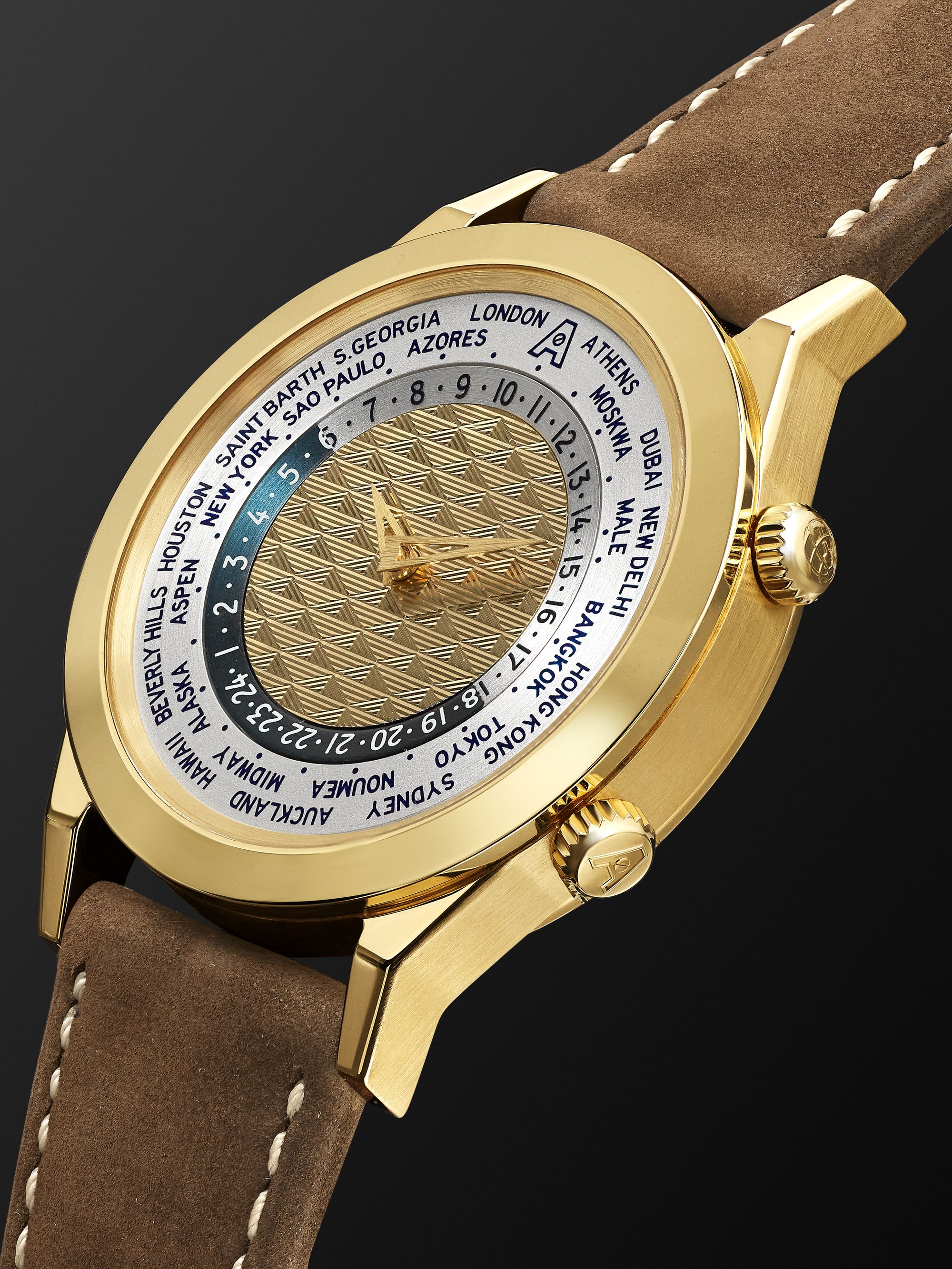 ANDERSEN GENEVE Tempus Terrae Limited Edition Automatic 39mm 18-Karat Gold and Suede Watch
