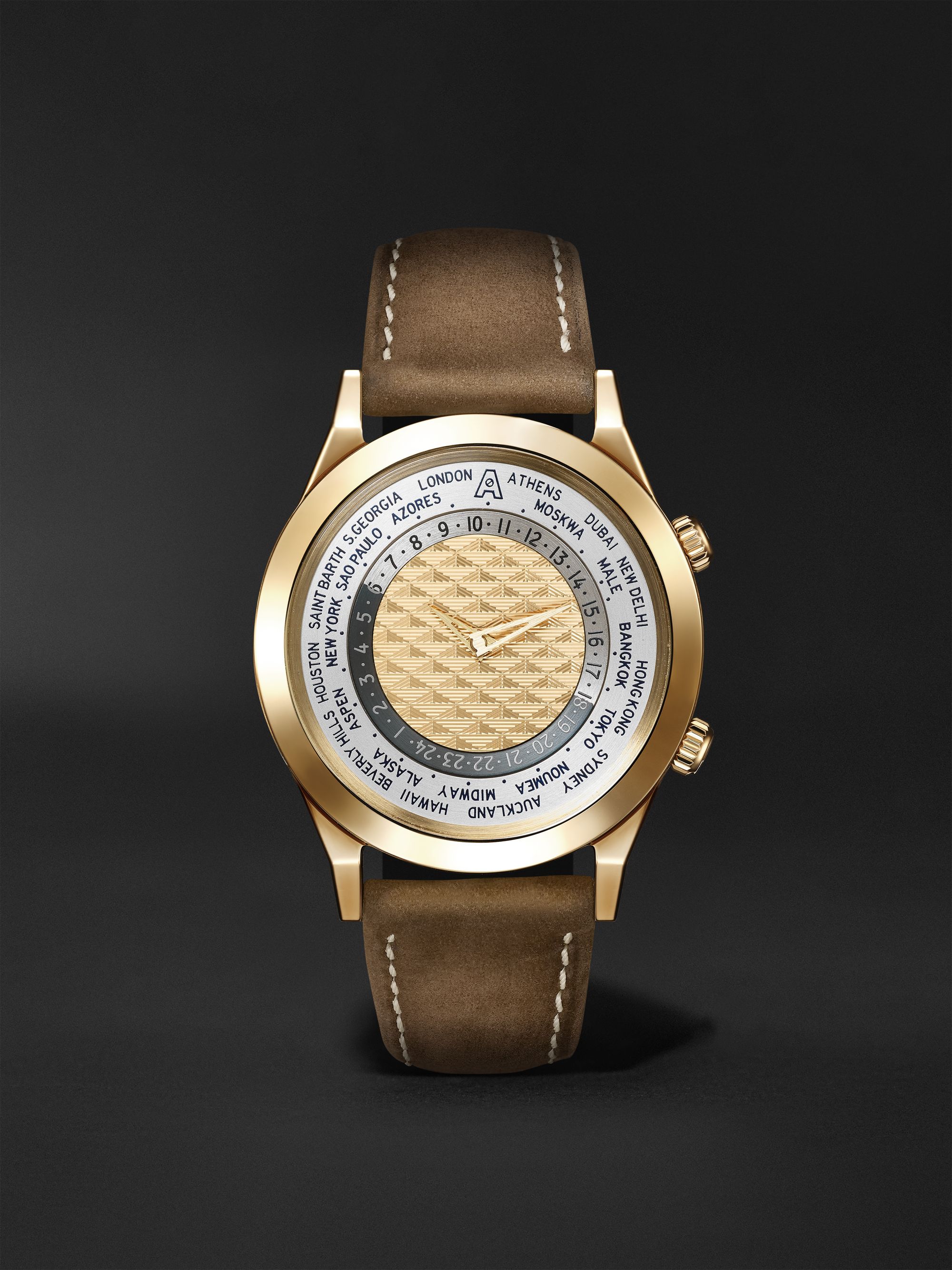 ANDERSEN GENEVE Tempus Terrae Limited Edition Automatic 39mm 18-Karat Gold and Suede Watch