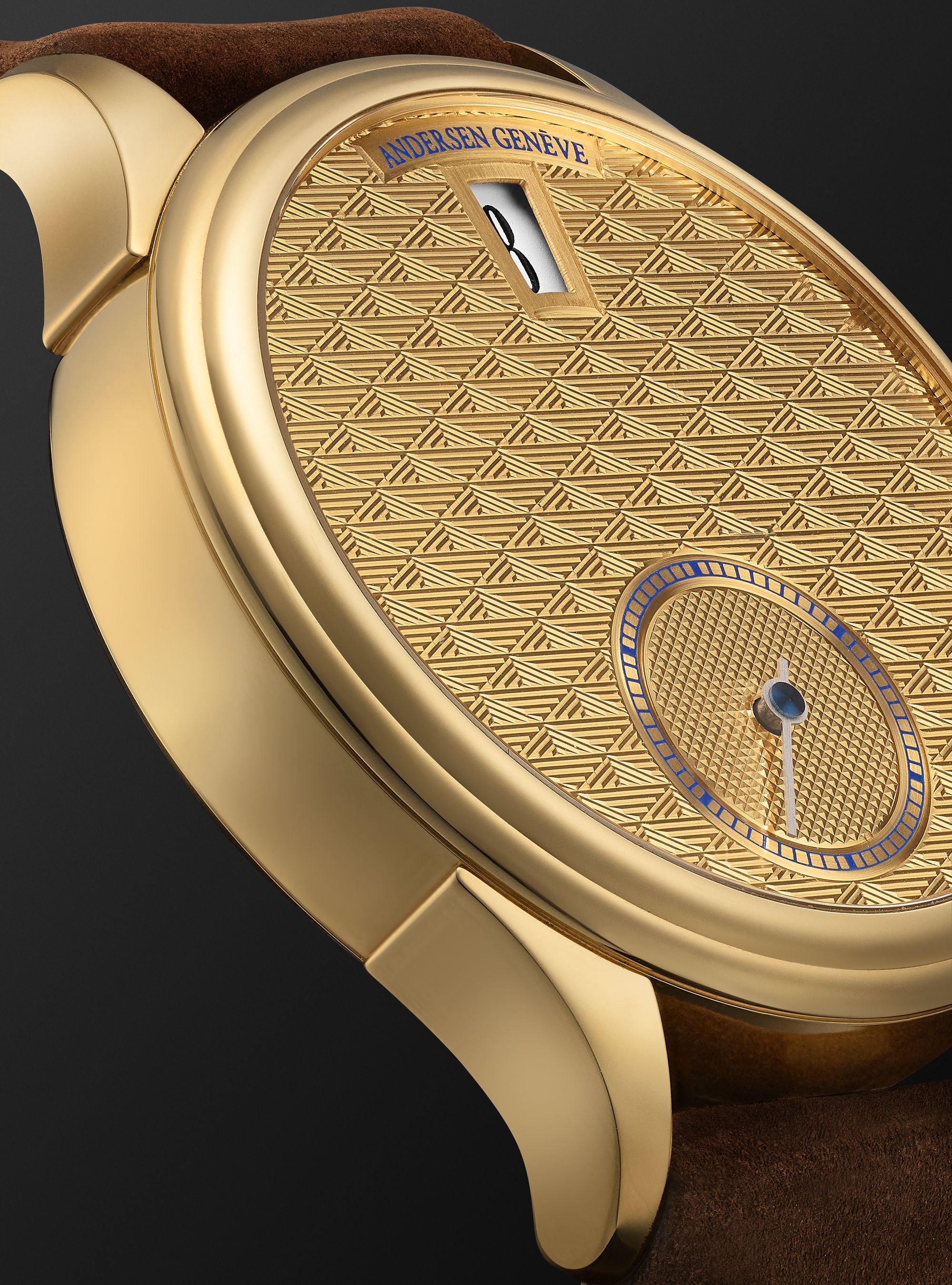 ANDERSEN GENEVE Jumping Hours Automatic 38mm Gold and Leather Watch