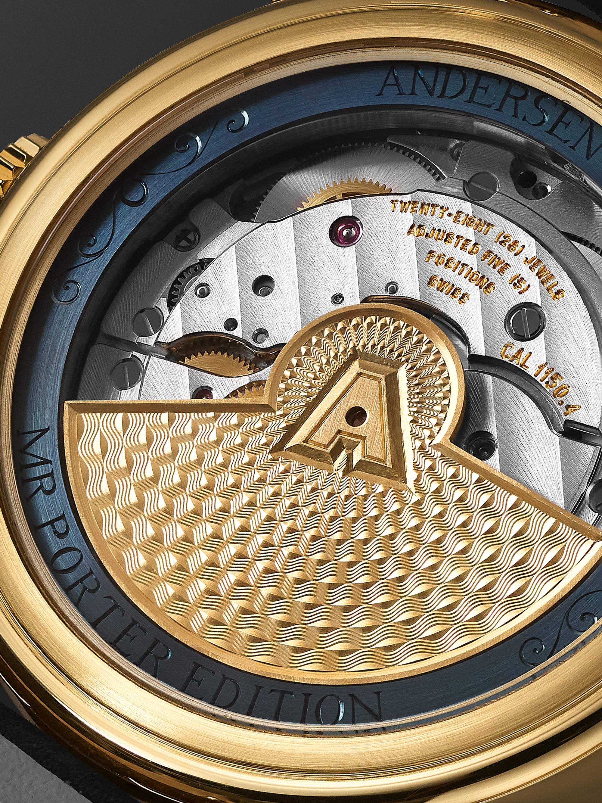 ANDERSEN GENEVE Jumping Hours Automatic 38mm Gold and Leather Watch