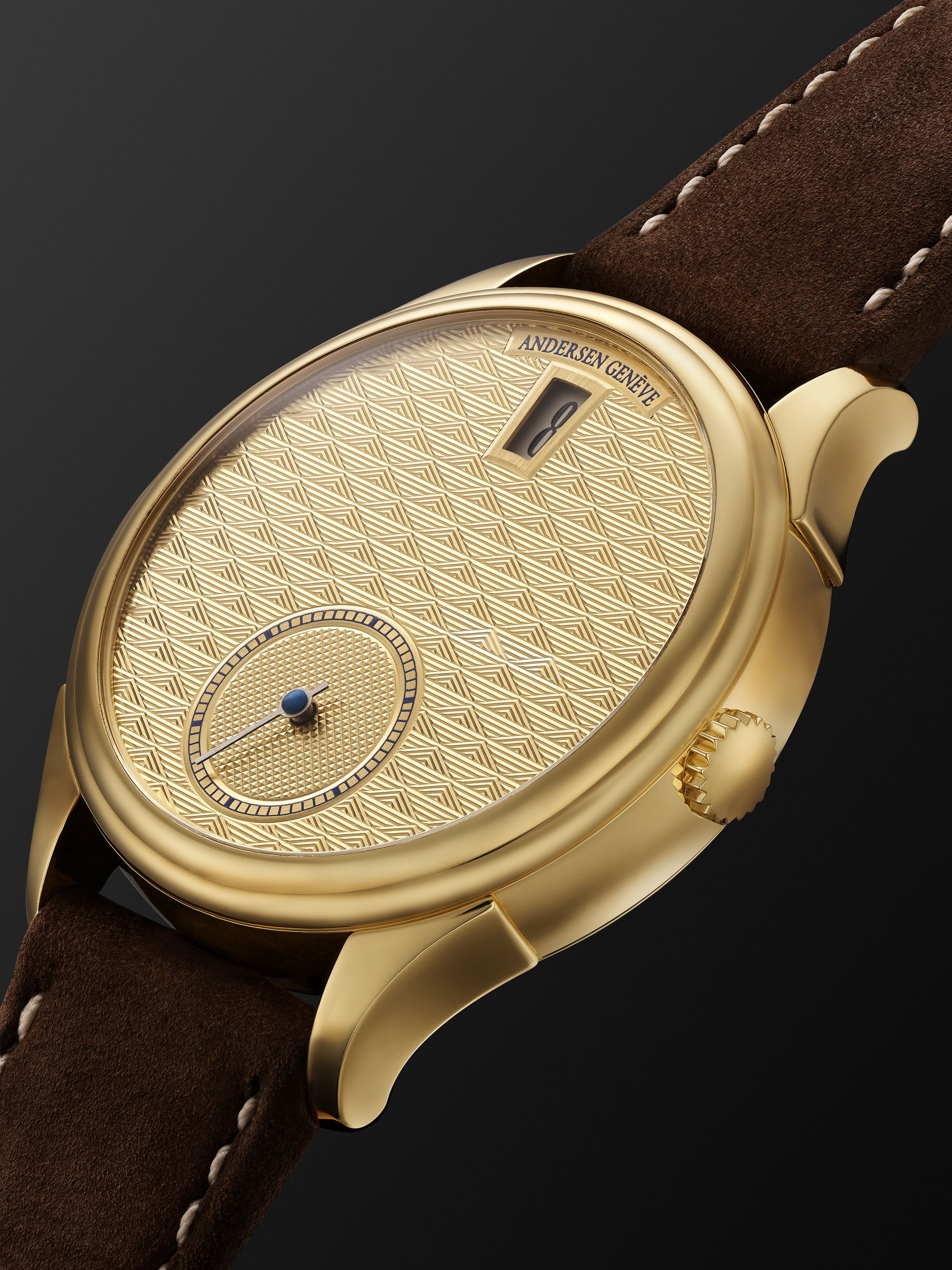 ANDERSEN GENEVE Jumping Hours Automatic 38mm Gold and Leather Watch