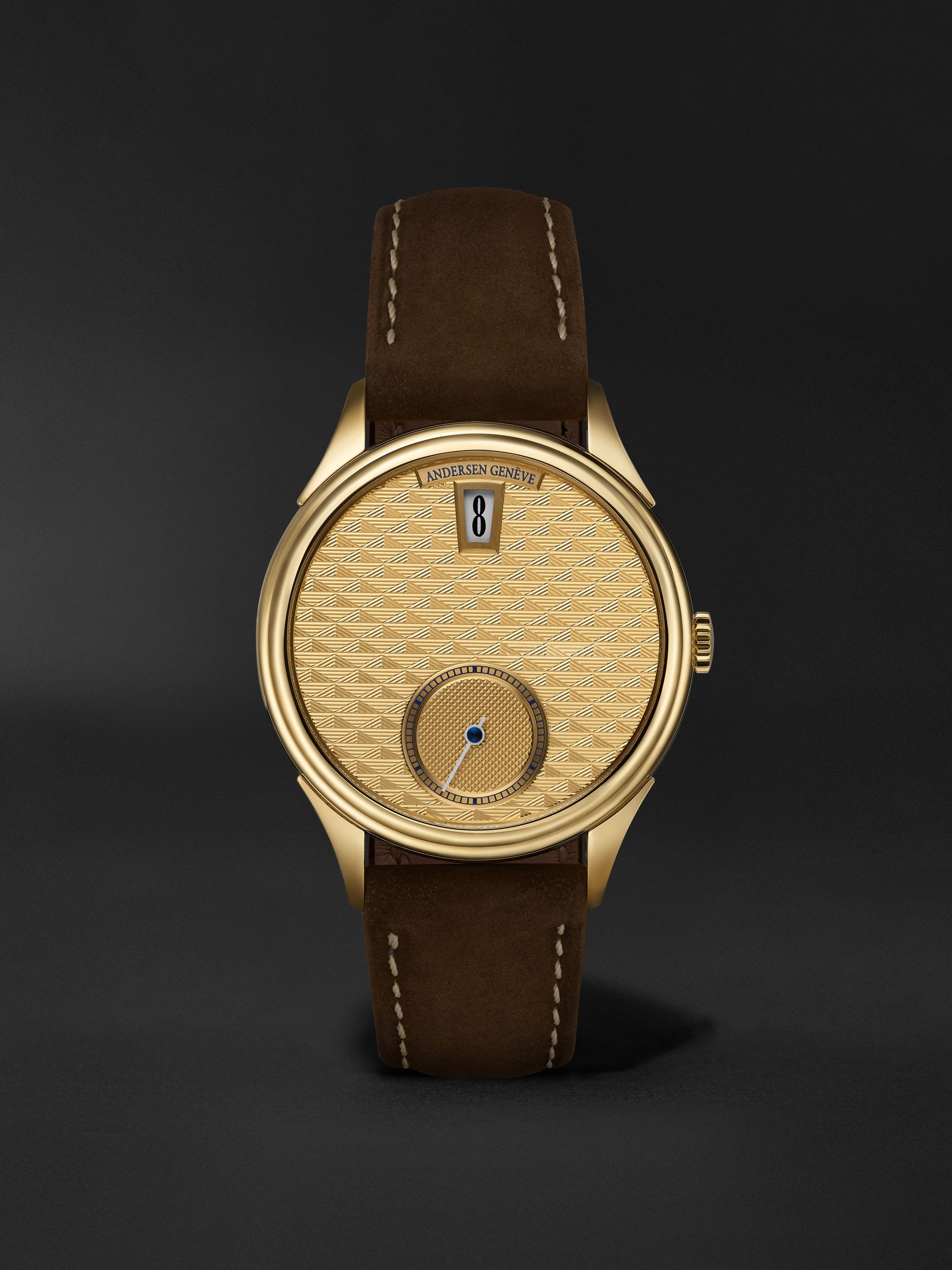 ANDERSEN GENEVE Jumping Hours Automatic 38mm Gold and Leather Watch