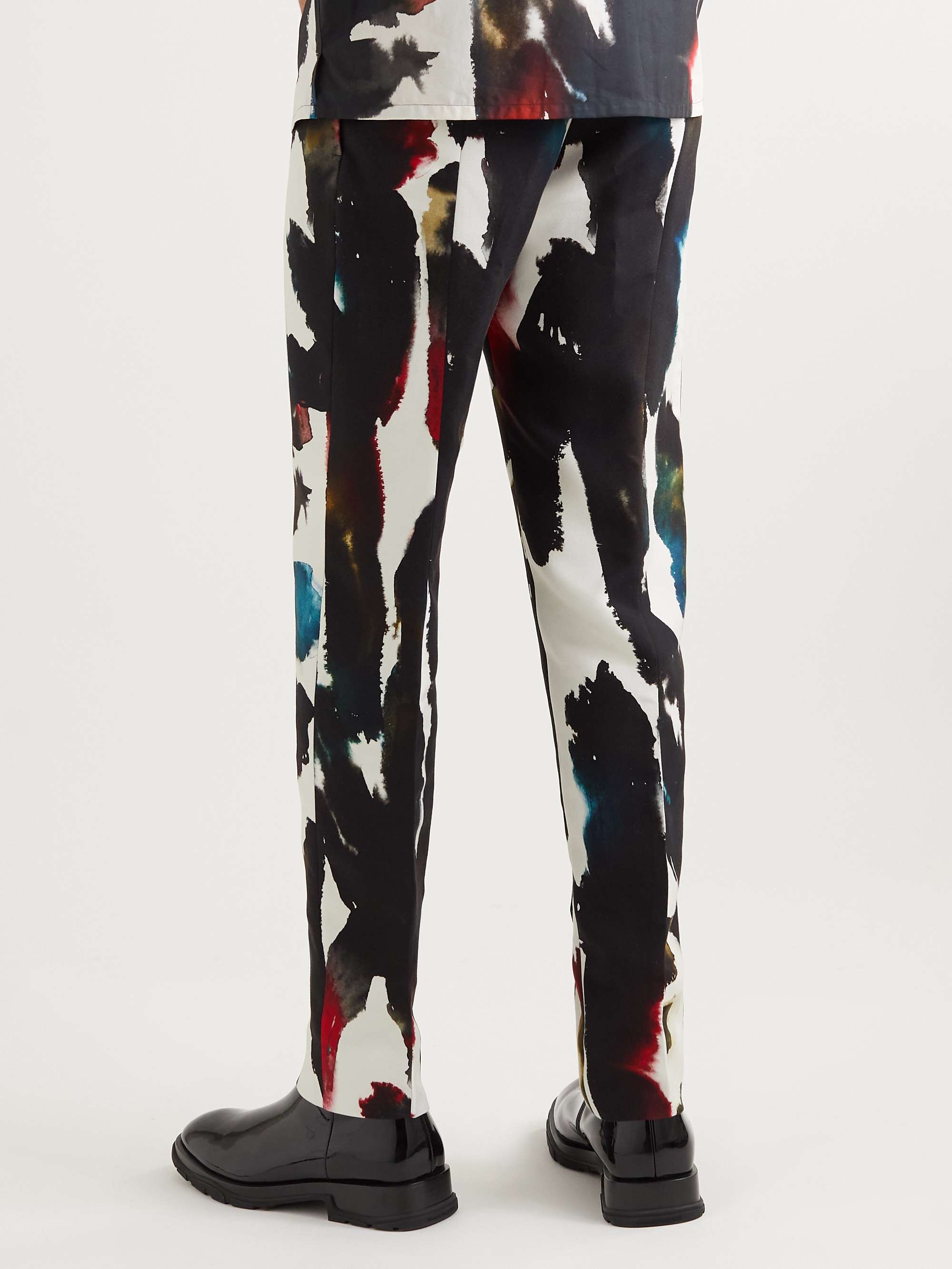 ALEXANDER MCQUEEN Slim-Leg Abstract Printed Cady Trousers