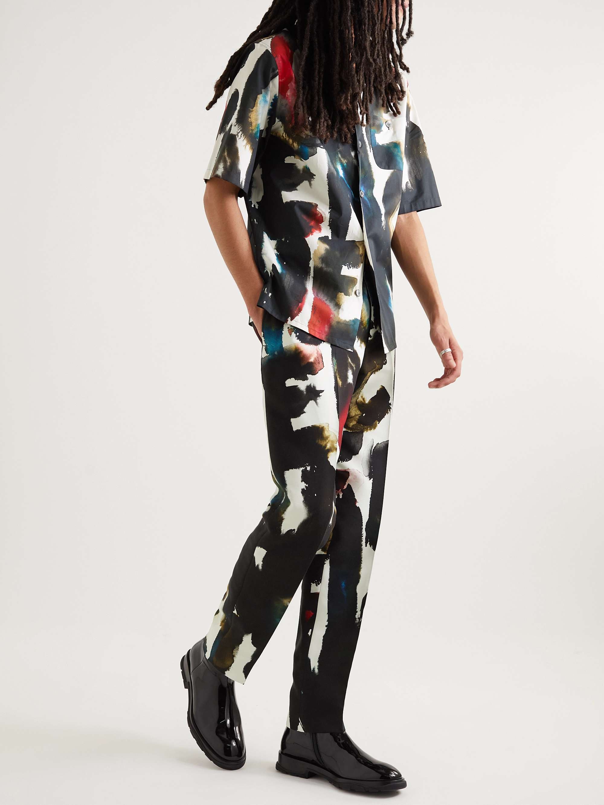 ALEXANDER MCQUEEN Slim-Leg Abstract Printed Cady Trousers