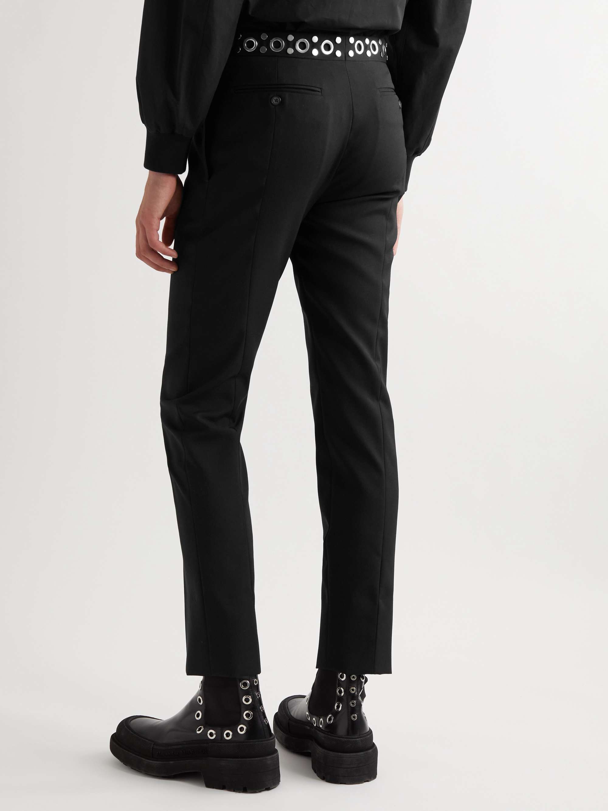 ALEXANDER MCQUEEN Slim-Fit Embellished Wool-Twill Trousers