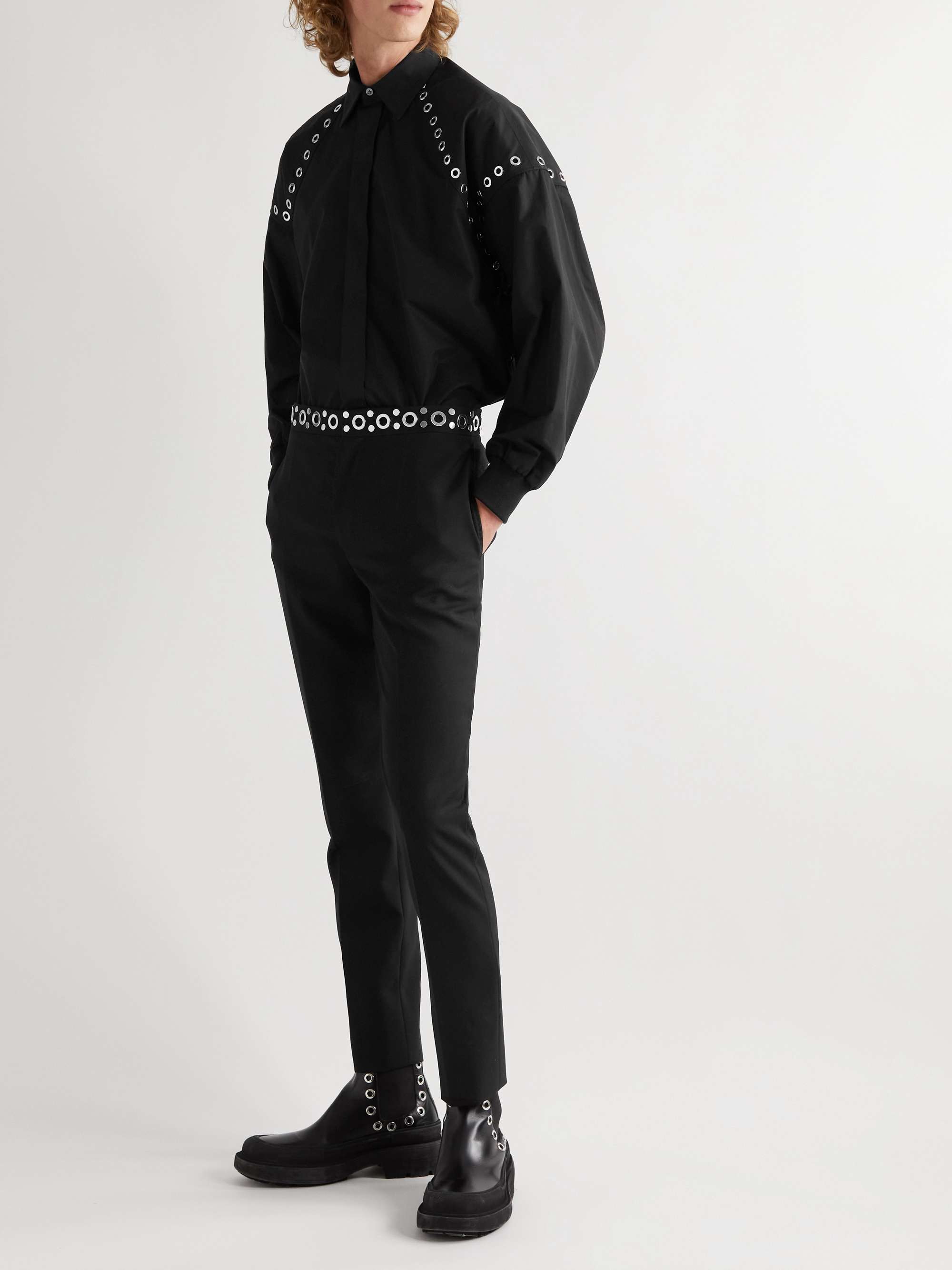 ALEXANDER MCQUEEN Slim-Fit Embellished Wool-Twill Trousers