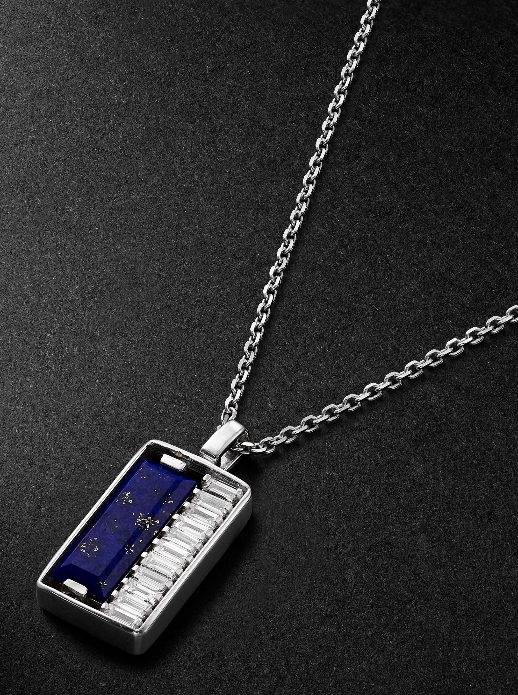 SUZANNE KALAN White Gold, Lapis Lazuli and Diamond Pendant Necklace