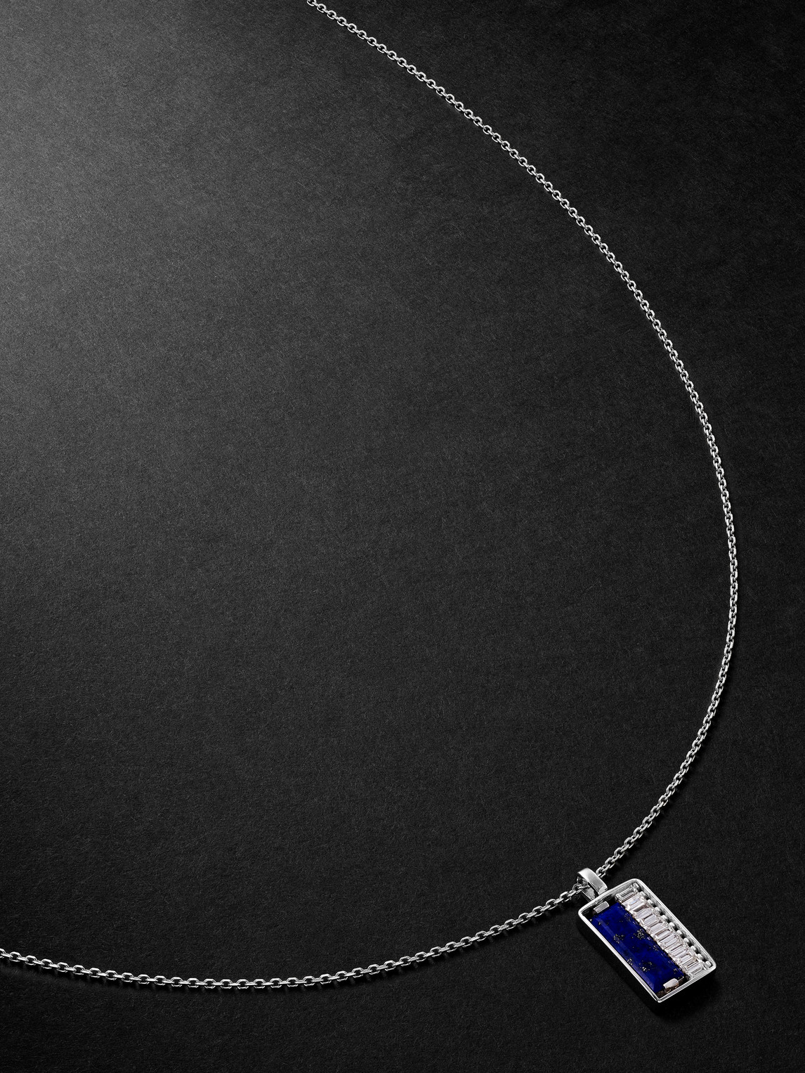 Suzanne Kalan 18-karat White Gold, Lapis Lazuli And Diamond Pendant Necklace In Blue