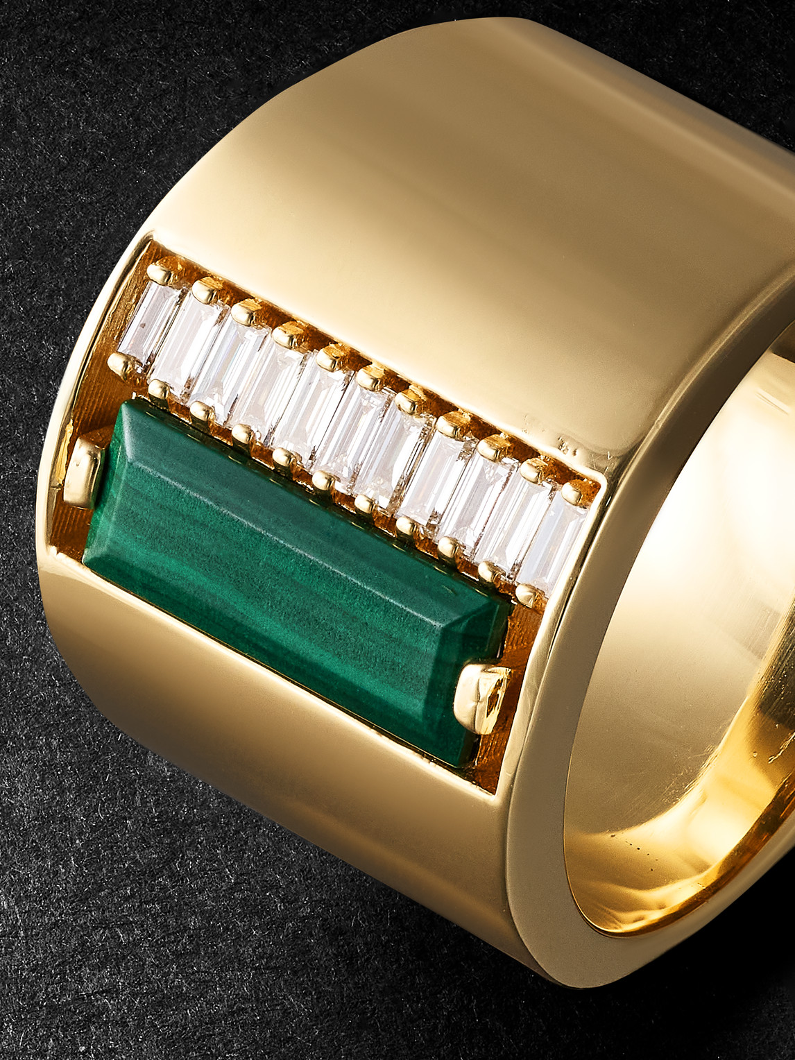 Shop Suzanne Kalan Gold, Malachite And Diamond Ring In Green