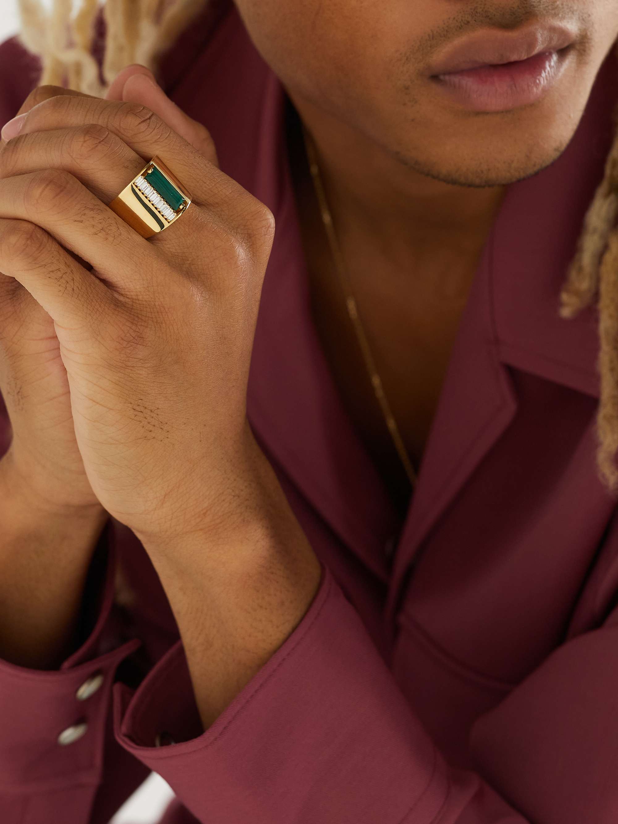 SUZANNE KALAN Gold, Malachite and Diamond Ring