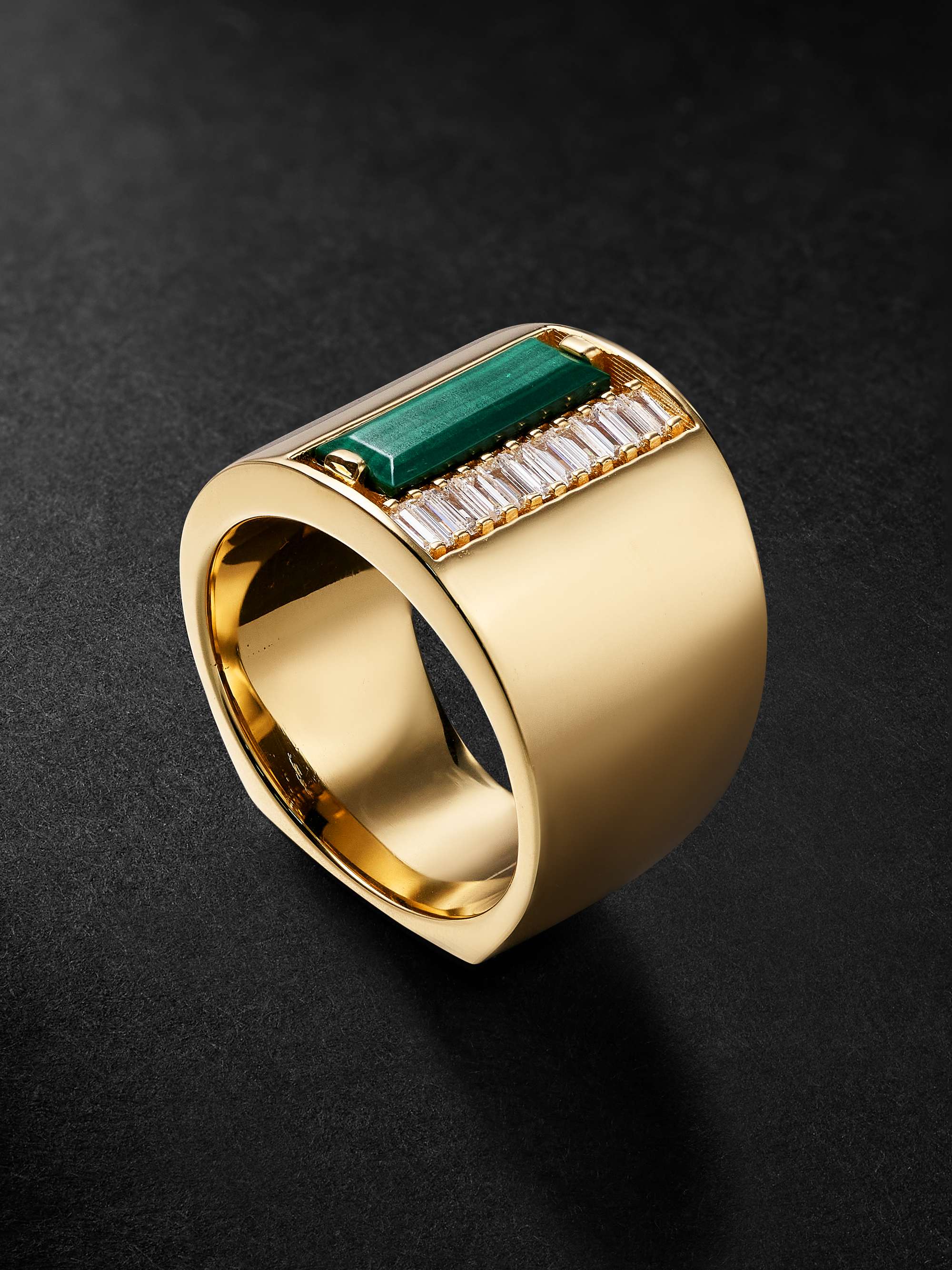 SUZANNE KALAN Gold, Malachite and Diamond Ring