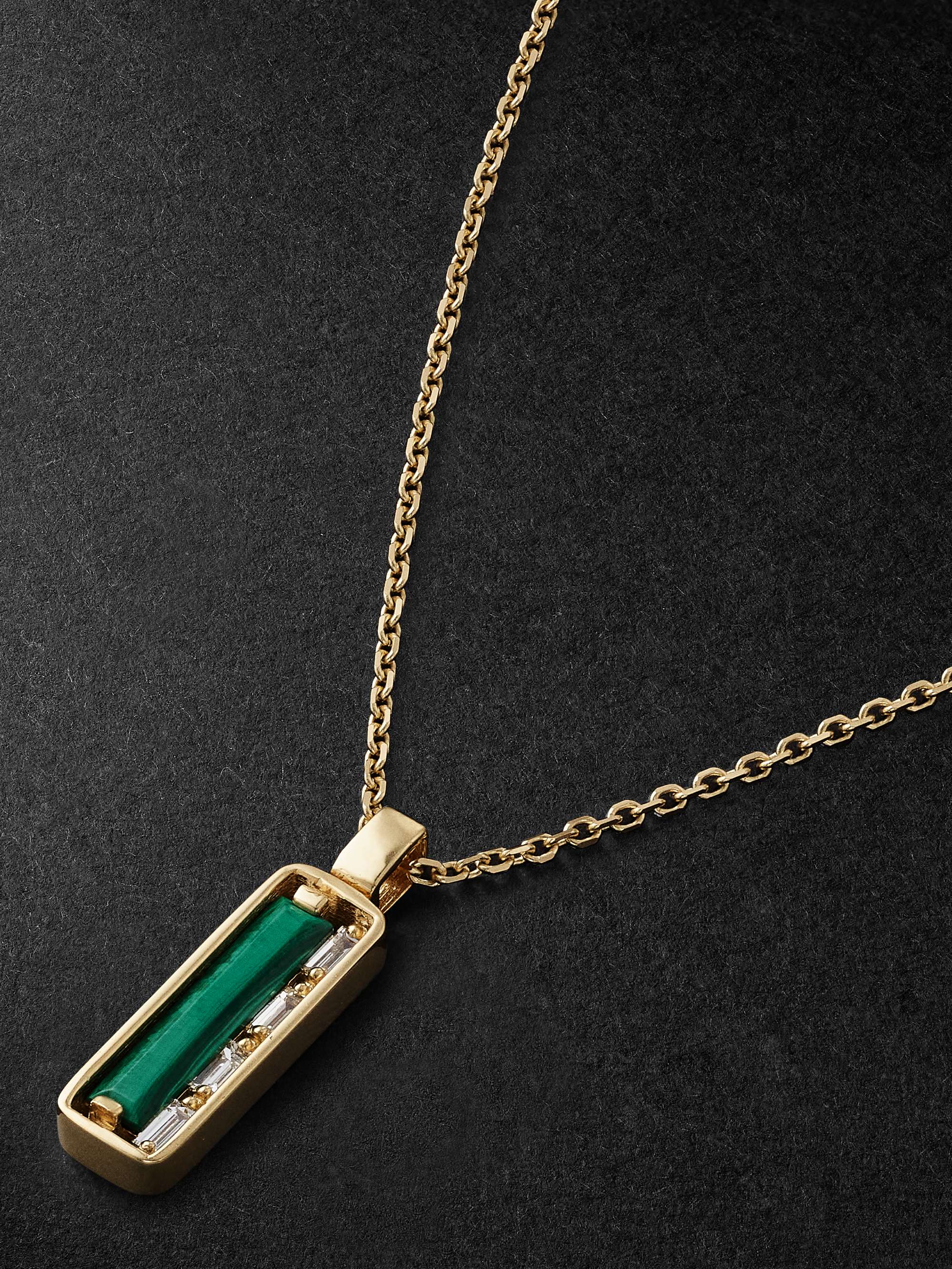 SUZANNE KALAN Gold, Malachite and Diamond Pendant Necklace