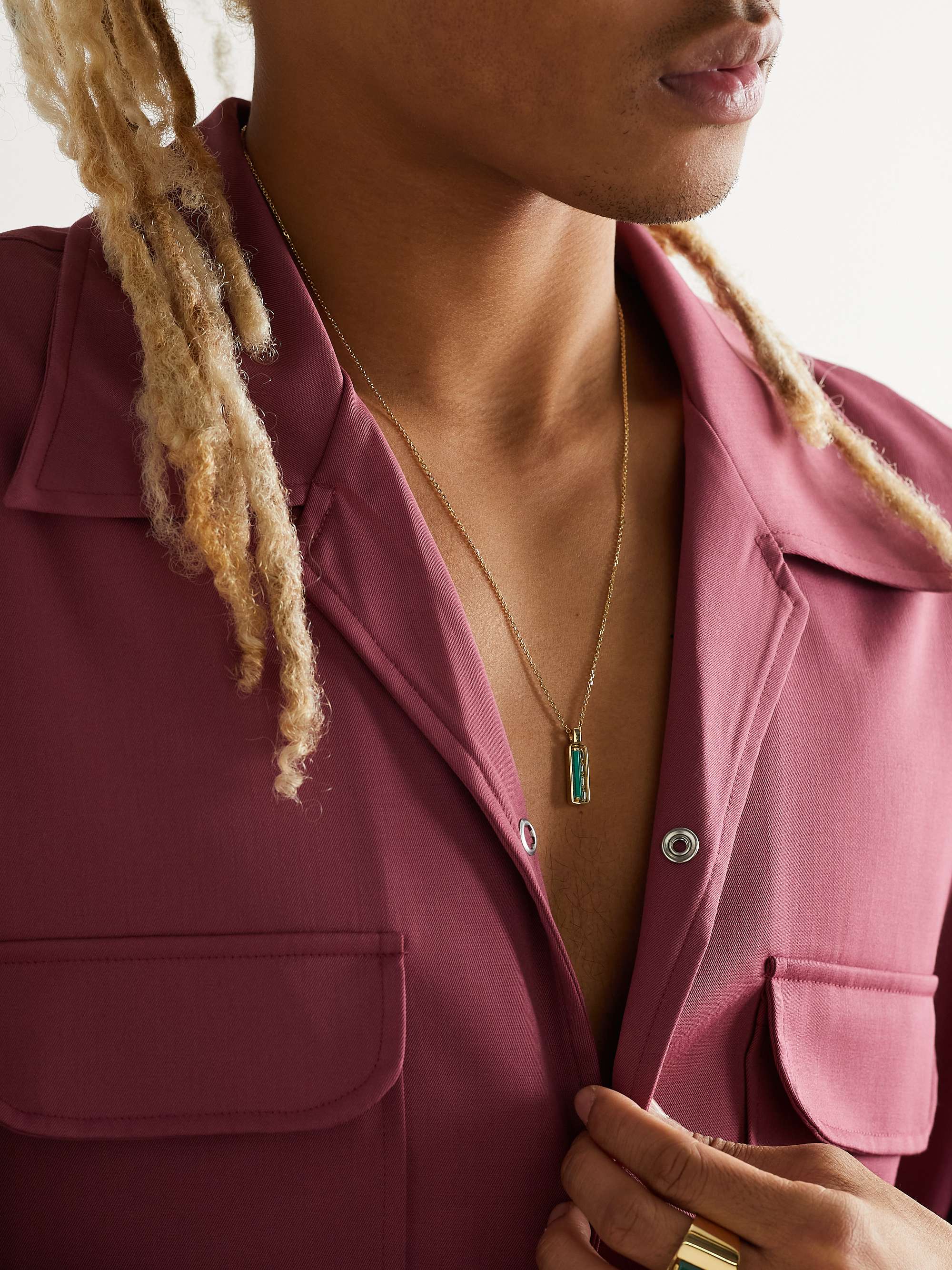SUZANNE KALAN Gold, Malachite and Diamond Pendant Necklace