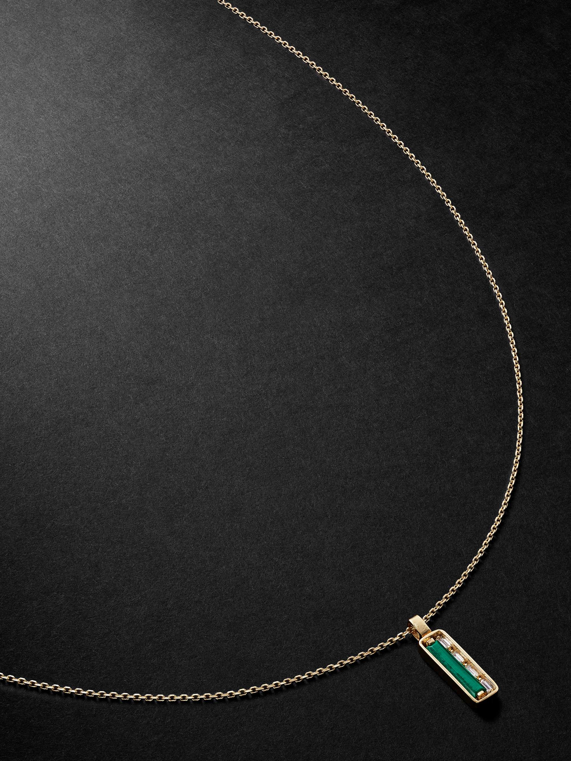 SUZANNE KALAN Gold, Malachite and Diamond Pendant Necklace