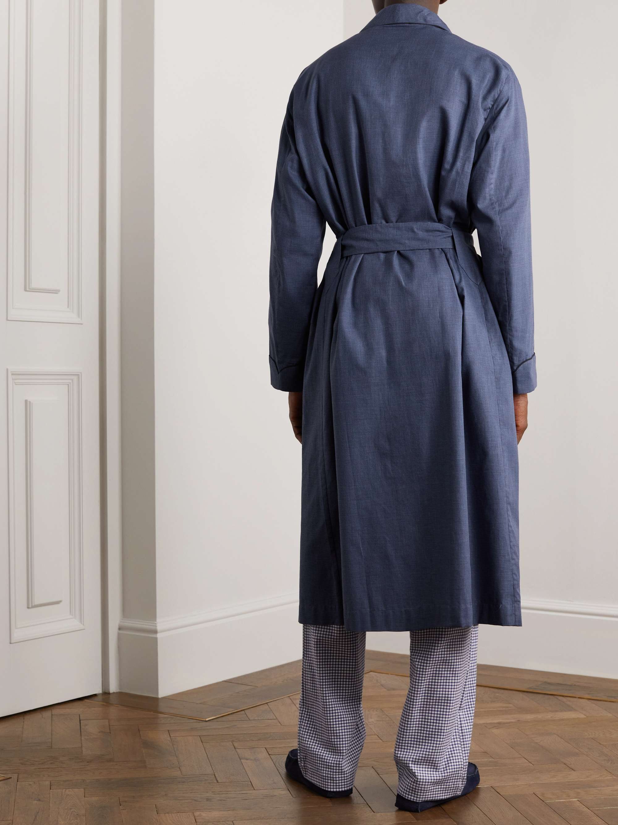 KINGSMAN Houndstooth Brushed-Cotton Robe