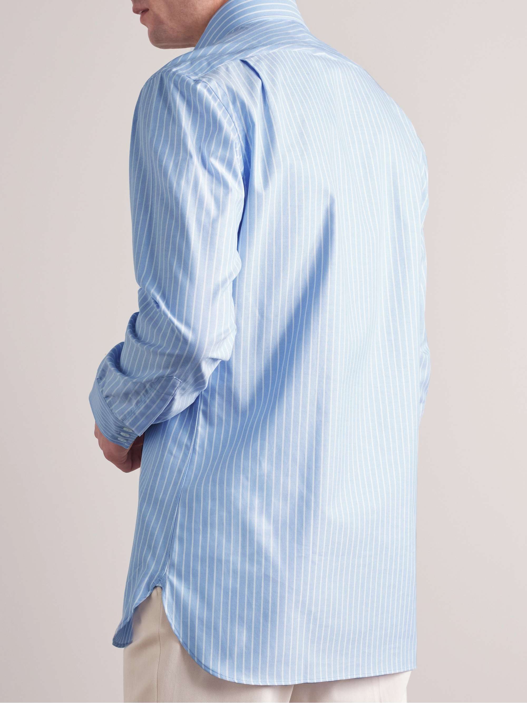 KINGSMAN Button-Down Collar Striped Cotton Shirt