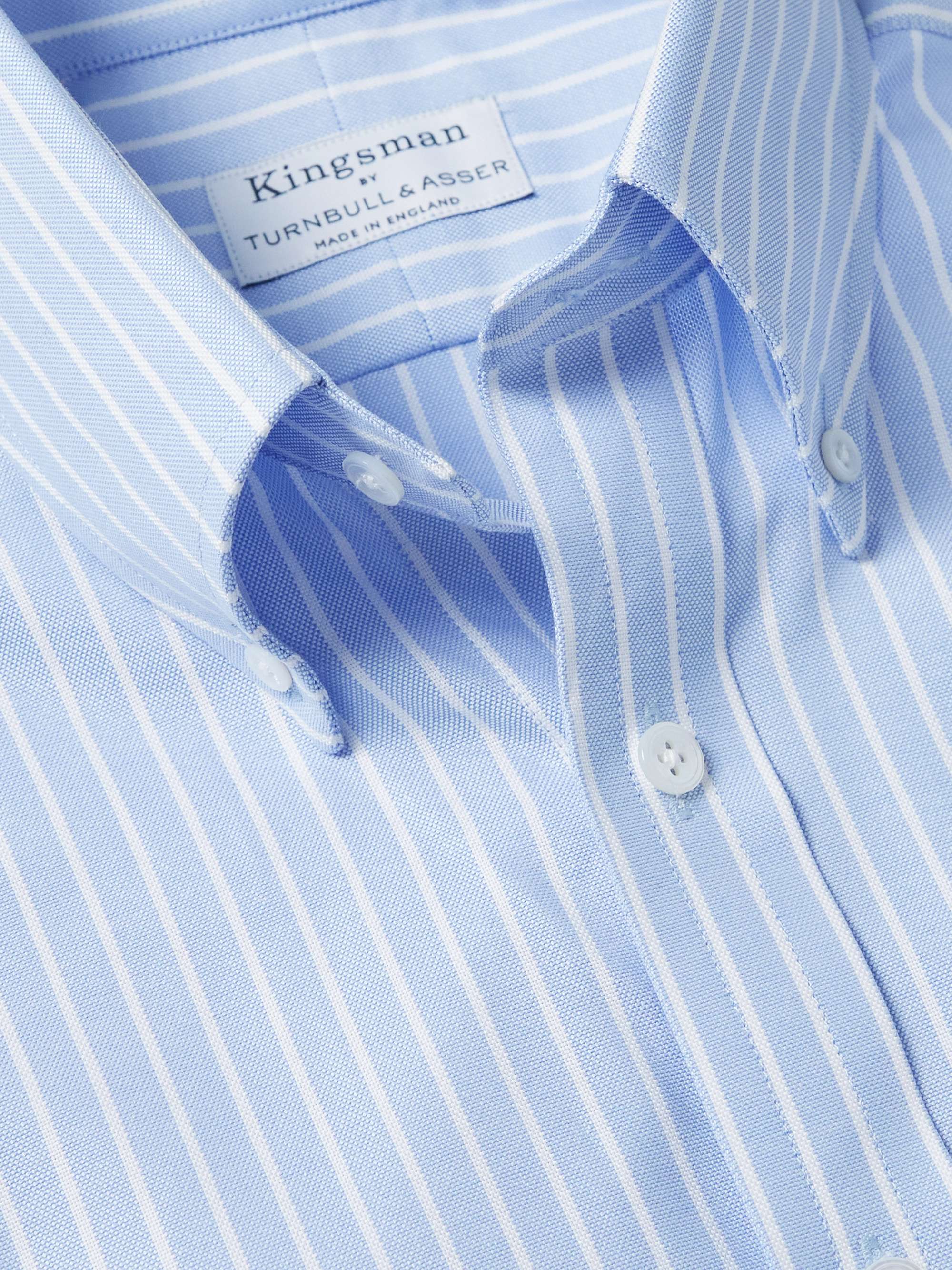 KINGSMAN Button-Down Collar Striped Cotton Shirt
