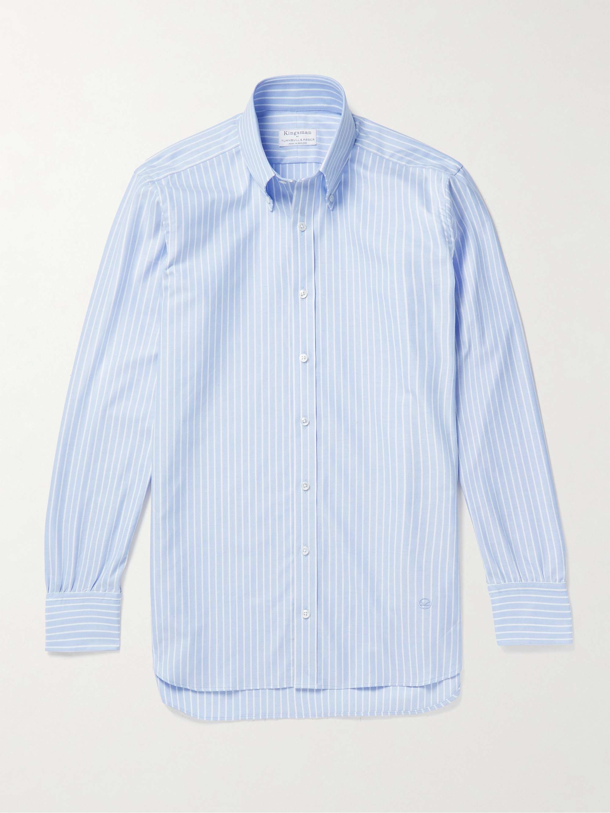 KINGSMAN Button-Down Collar Striped Cotton Shirt