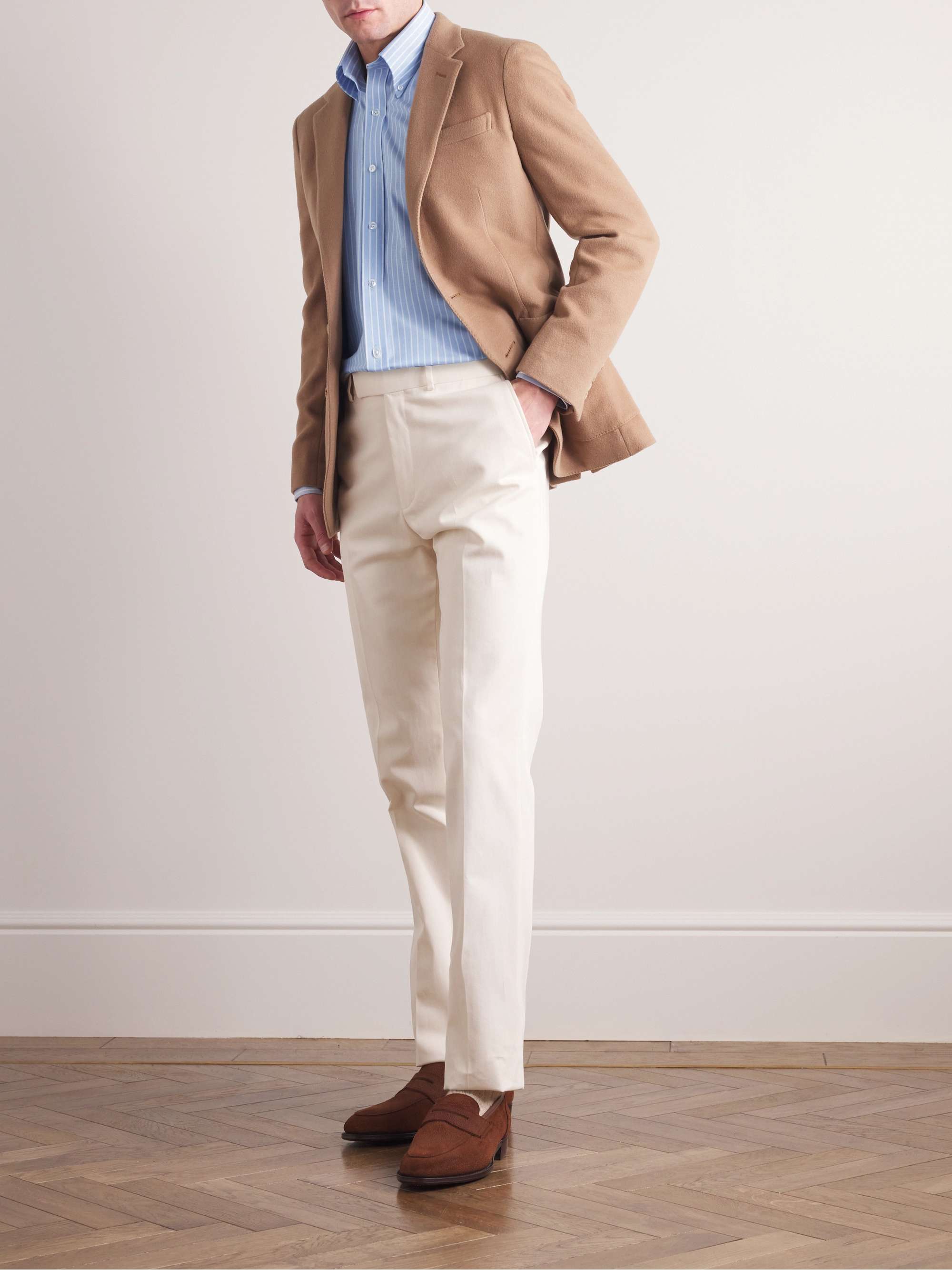 KINGSMAN Button-Down Collar Striped Cotton Shirt