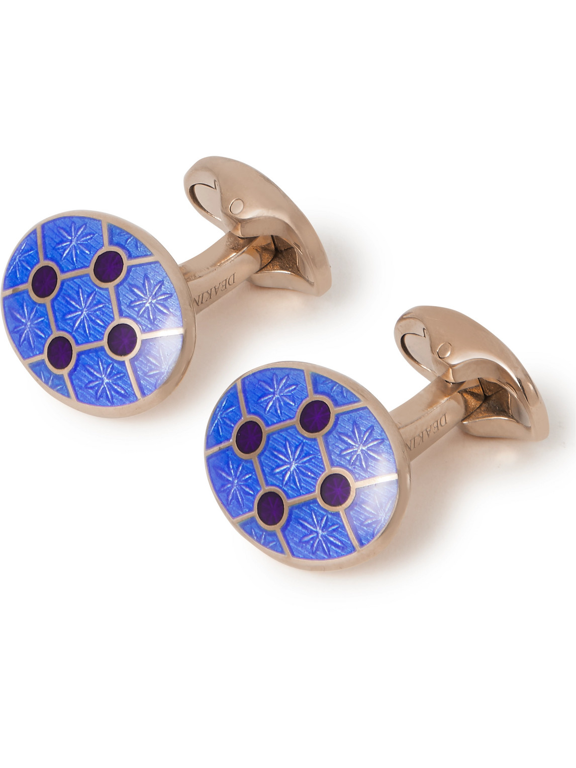 KINGSMAN DEAKIN & FRANCIS ROSE GOLD-PLATED AND ENAMEL CUFFLINKS