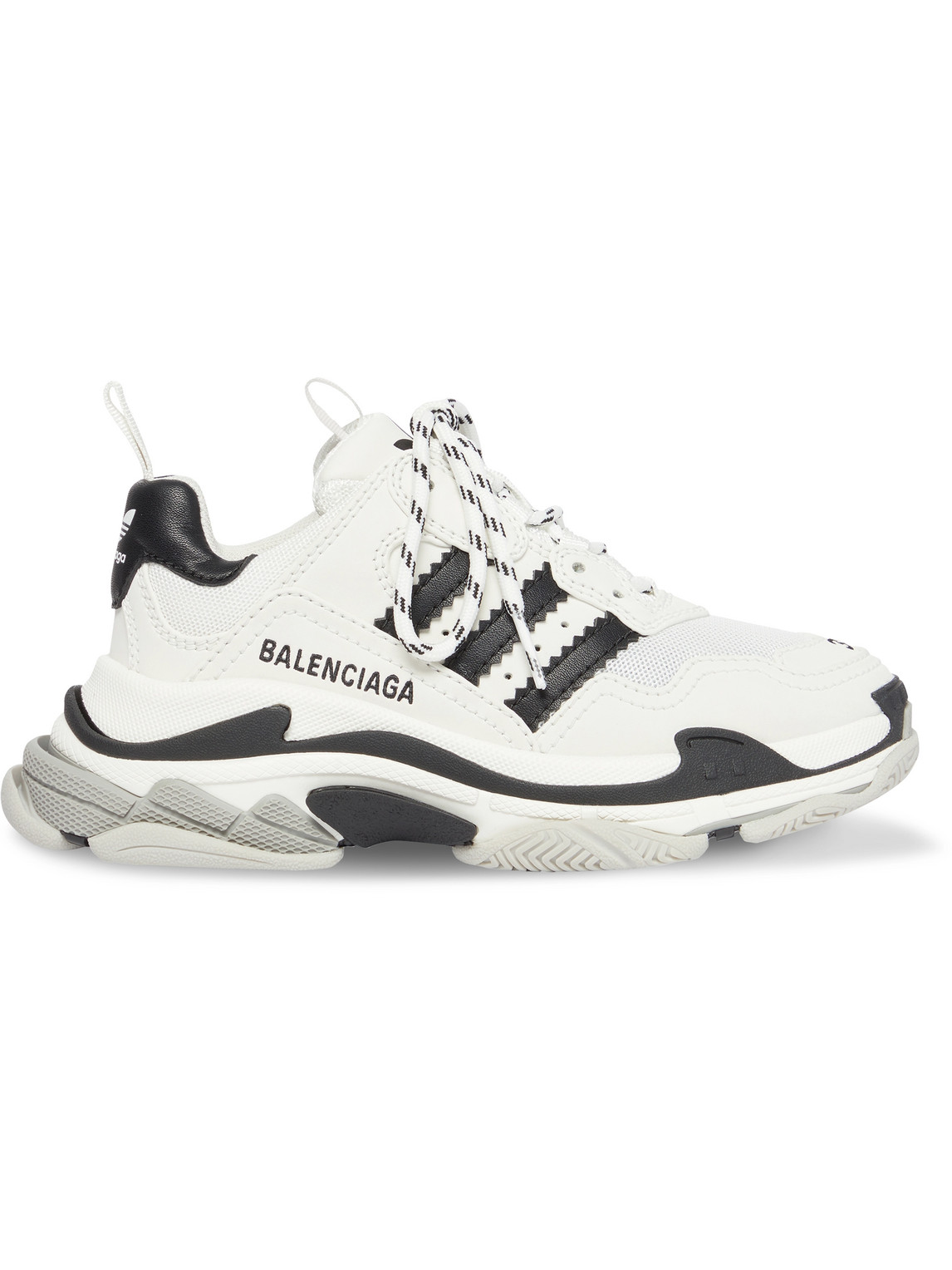 BALENCIAGA ADIDAS TRIPLE S LEATHER AND MESH SNEAKERS