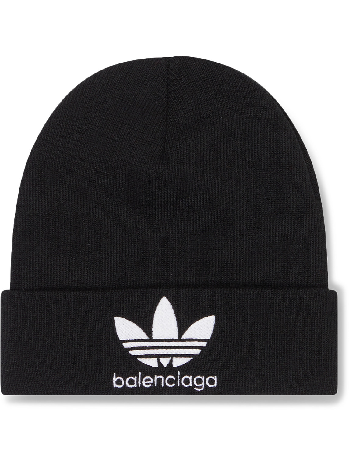 BALENCIAGA ADIDAS LOGO-EMBROIDERED KNITTED BEANIE