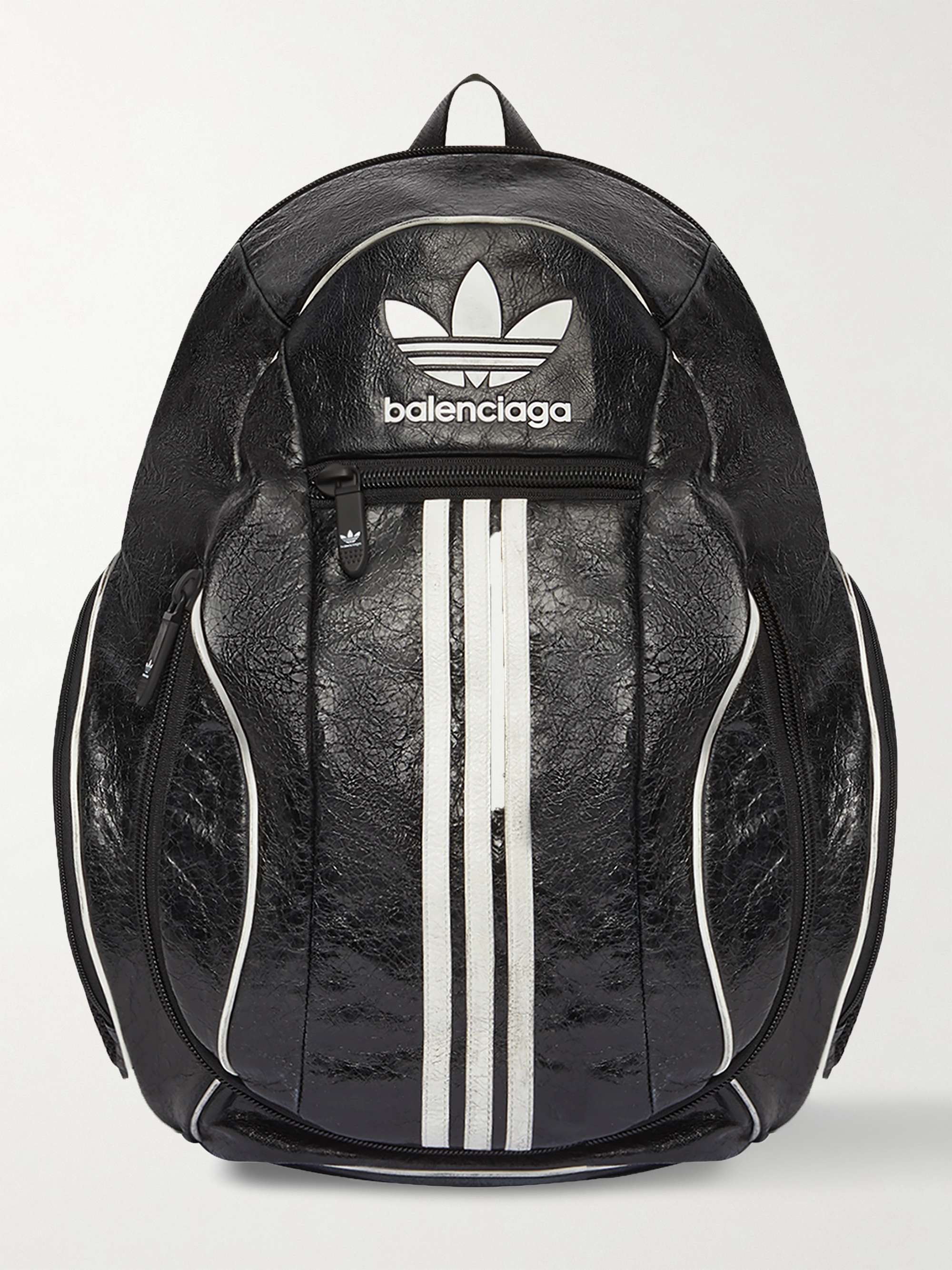 BALENCIAGA + adidas Logo-Print Textured-Leather Backpack