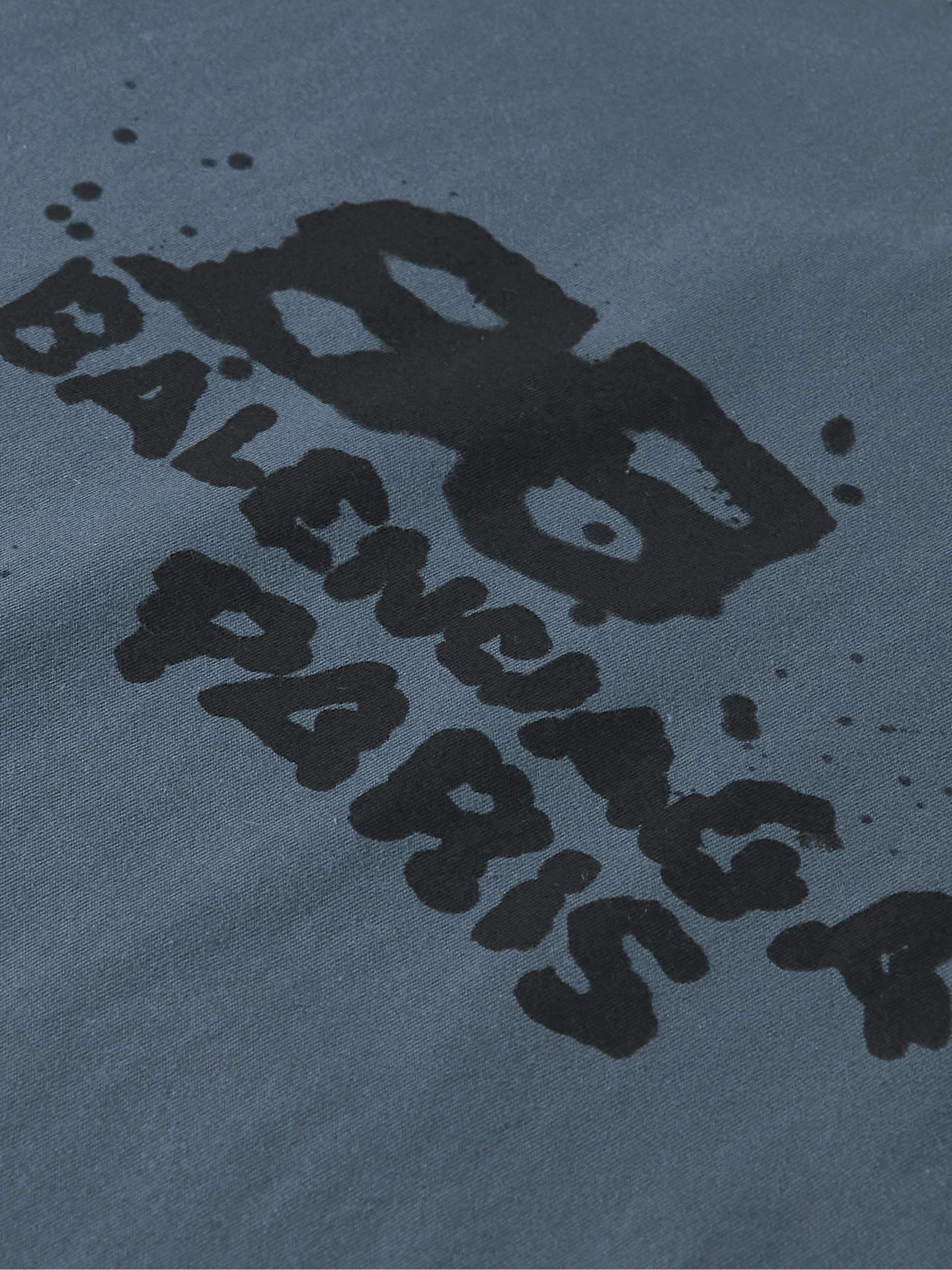 BALENCIAGA Distressed Logo-Print Cotton-Jersey T-Shirt