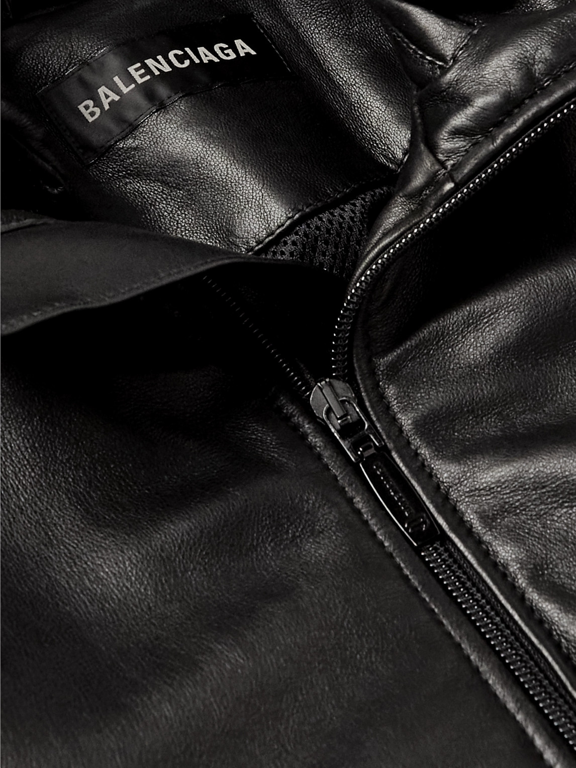 Shop Balenciaga Logo-embroidered Leather Track Jacket In Black