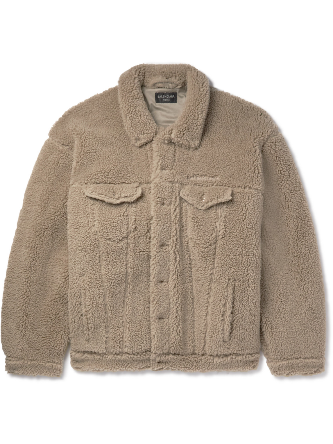 Balenciaga Logo Embroidered Fleece Jacket In Brown
