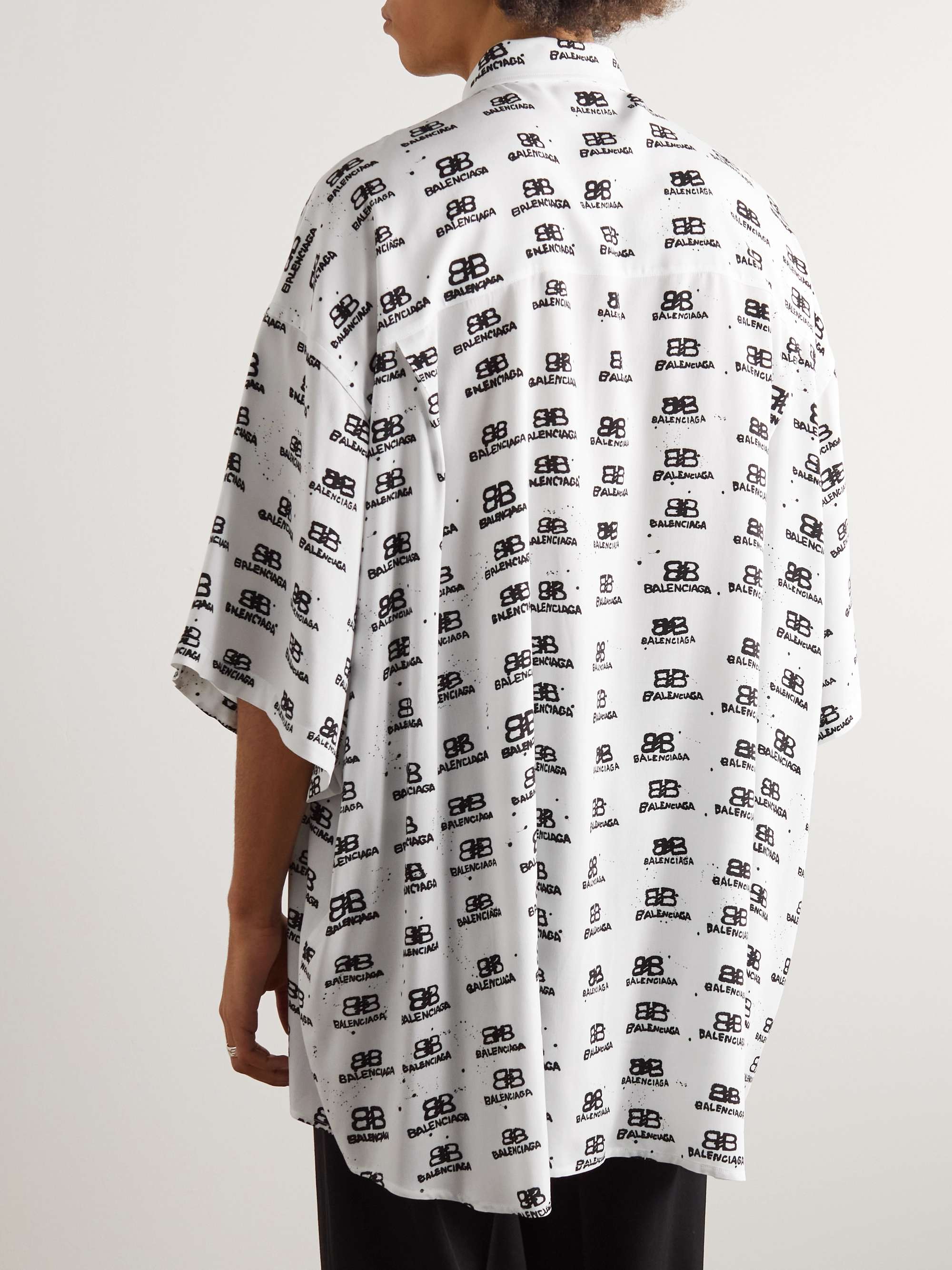 BALENCIAGA Oversized Logo-Print Crepe Shirt