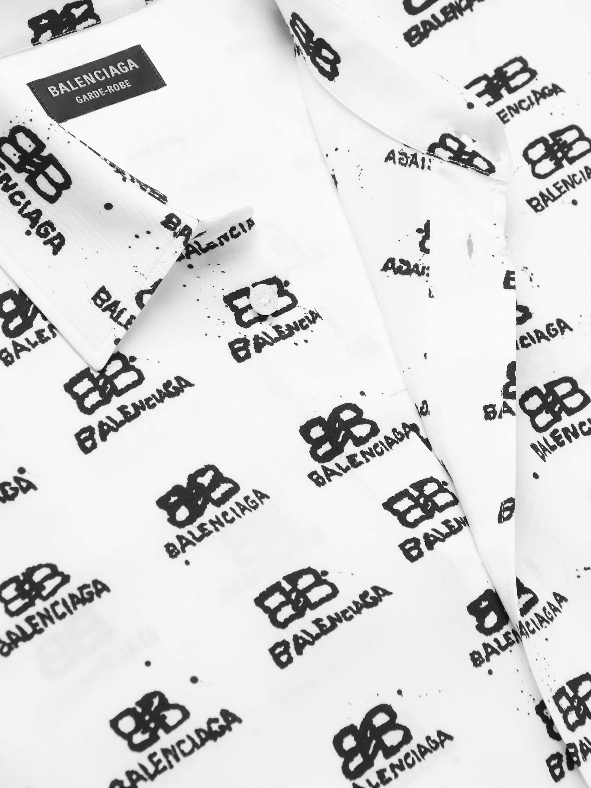 BALENCIAGA Oversized Logo-Print Crepe Shirt