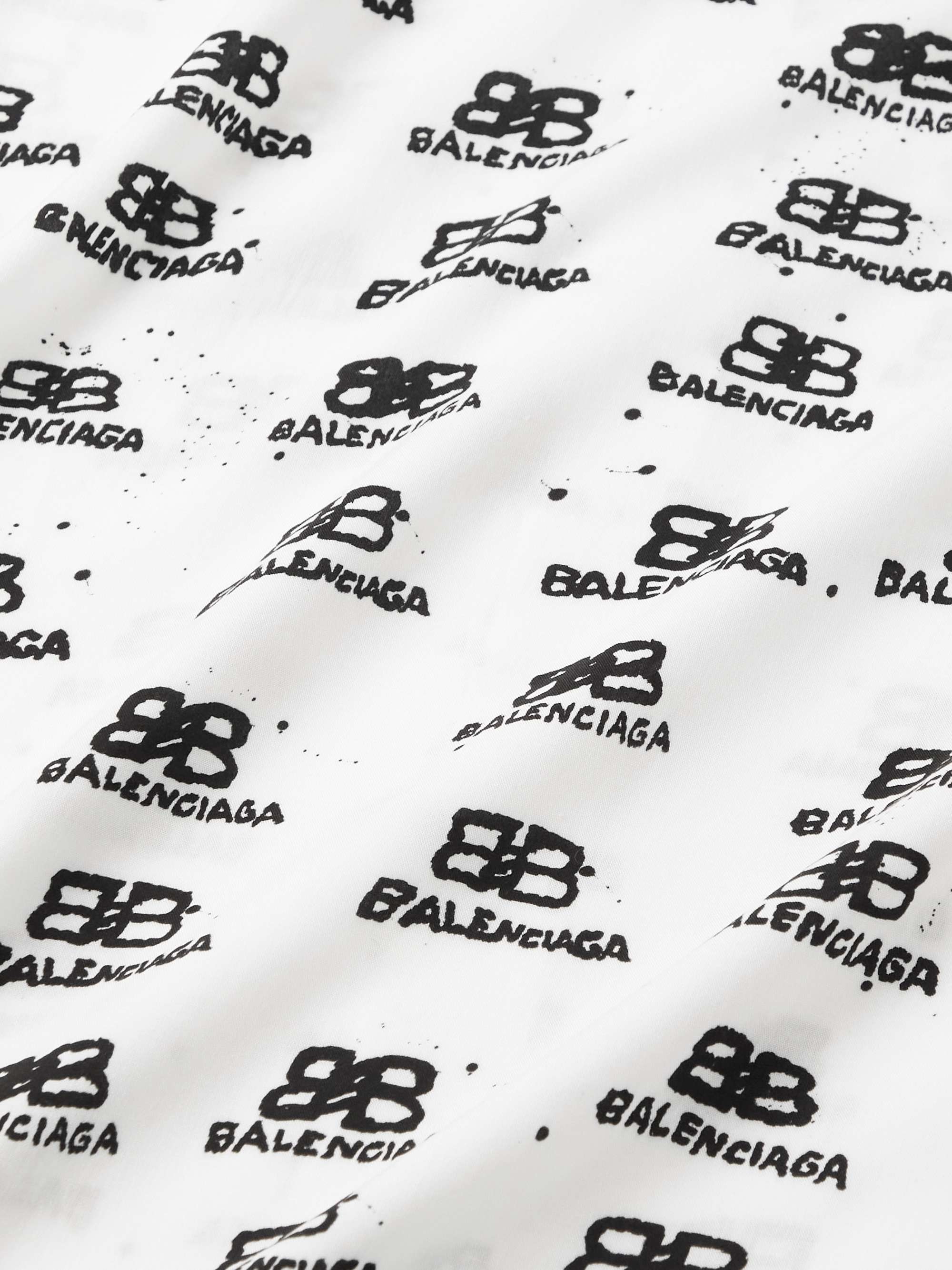 BALENCIAGA Oversized Logo-Print Crepe Shirt