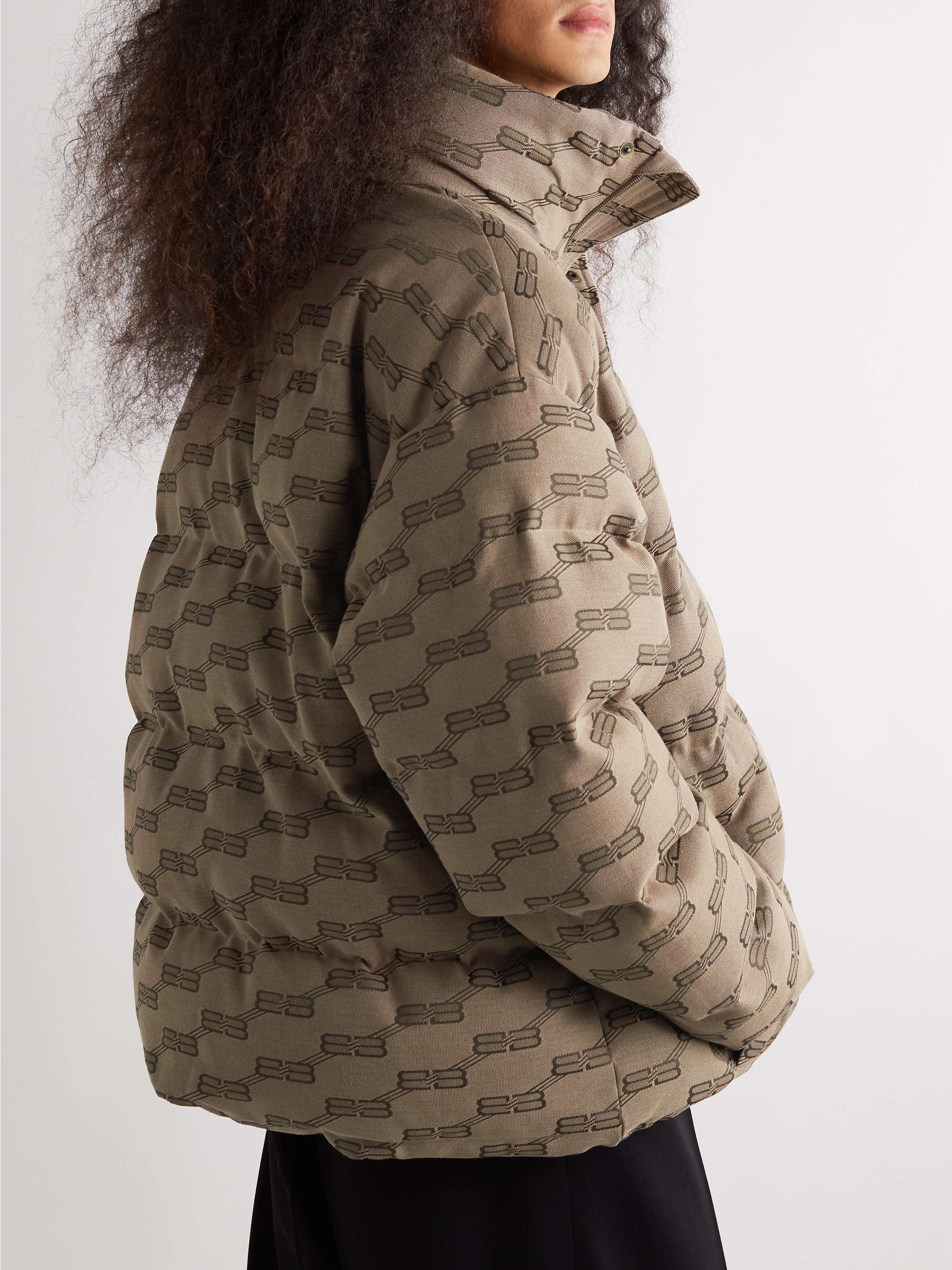 BALENCIAGA Oversized Padded Logo-Jacquard Cotton-Blend Jacket
